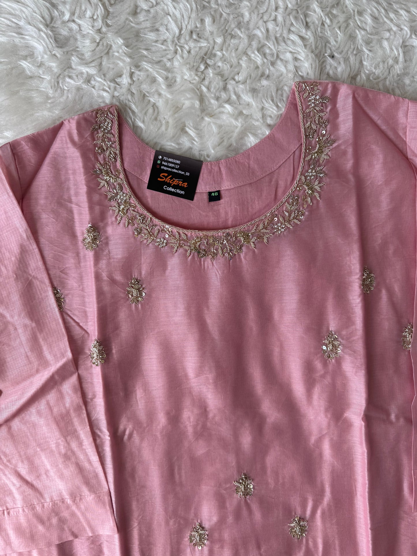 Chanderi Silk Kurti Pant Dupatta Set