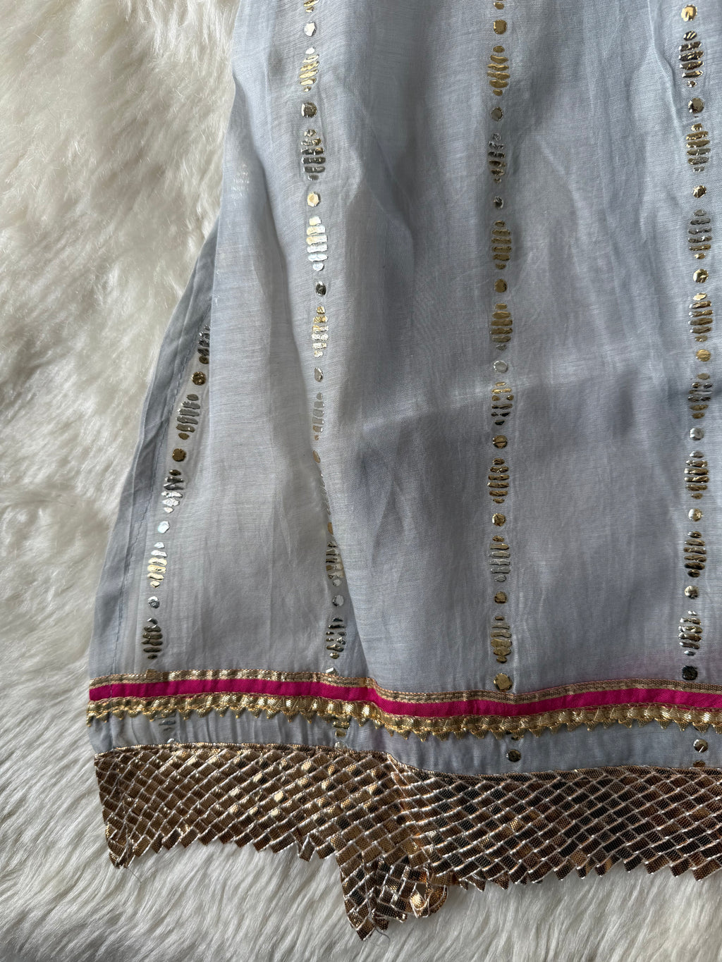 Mul Chanderi Kurti Pant Dupatta Set