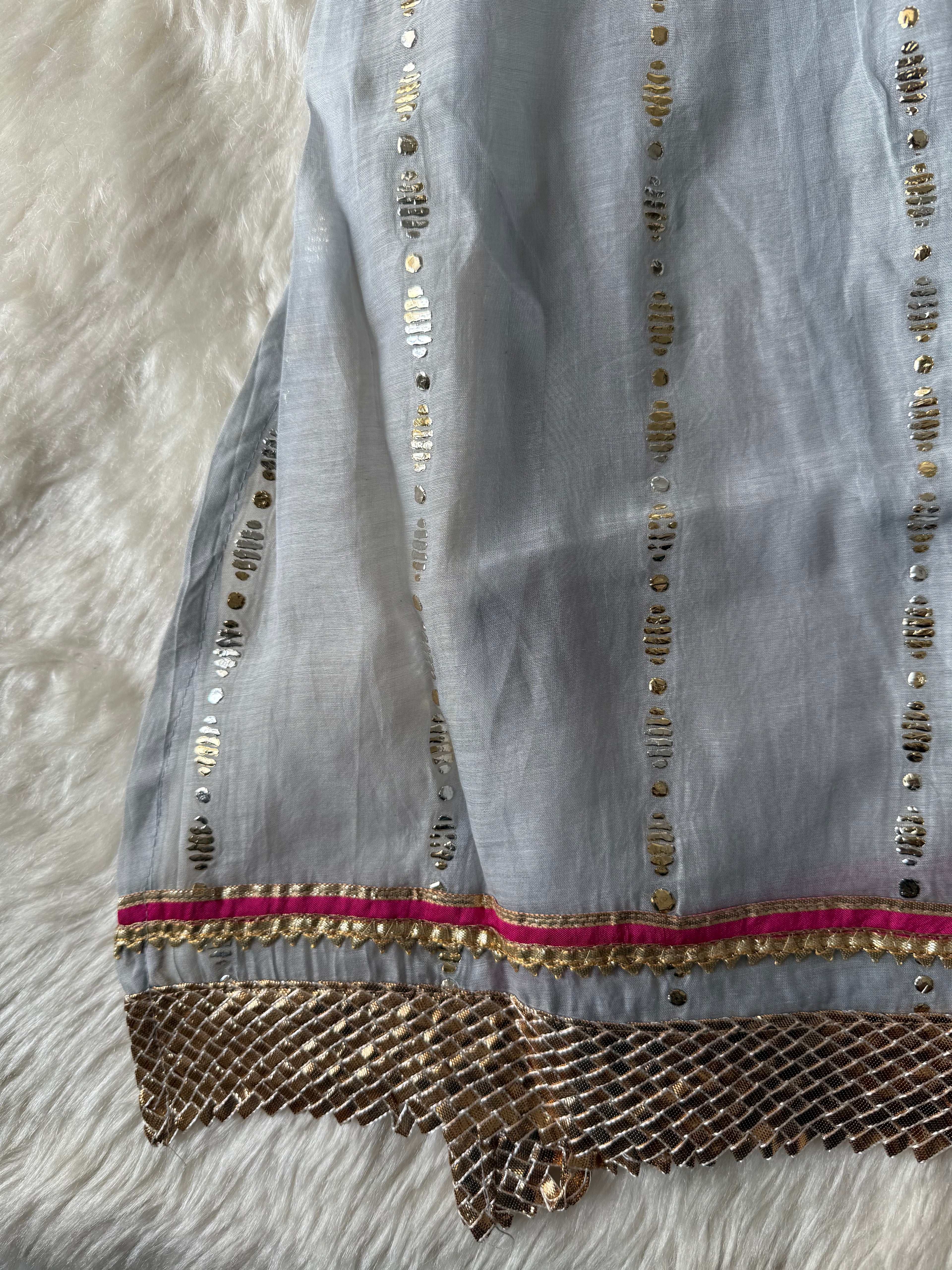 Mul Chanderi Kurti Pant Dupatta Set
