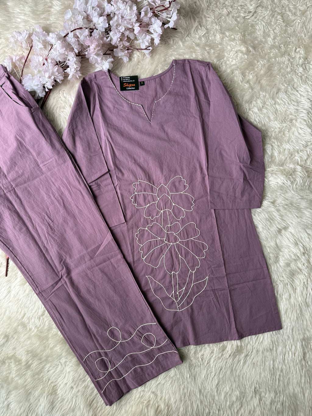 Breathable Cotton thread Work Co-ord Set