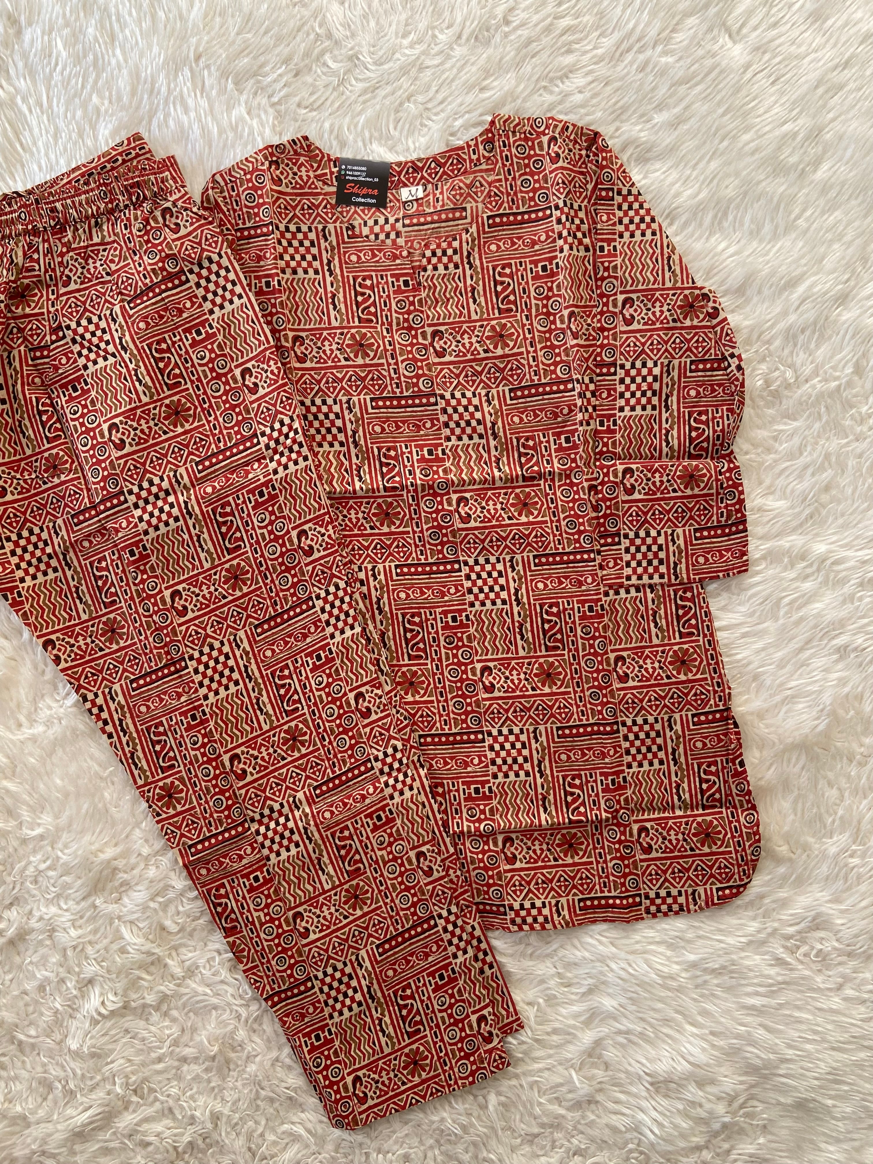 Premium Cotton Kalamkari Print Lounge Wear