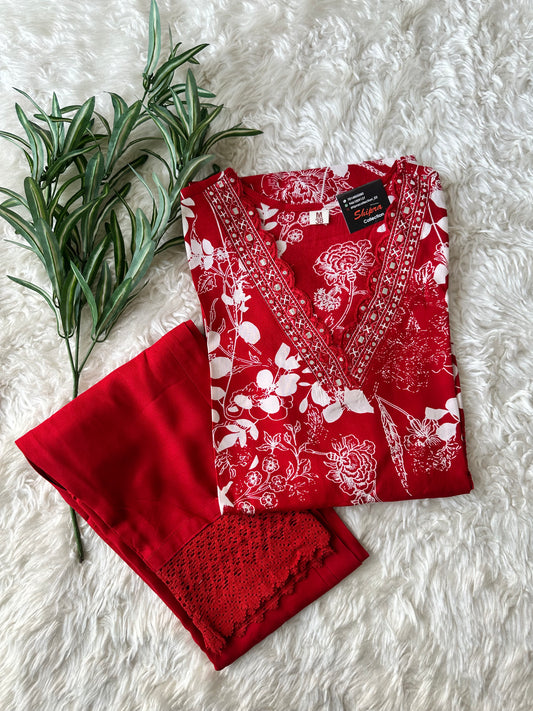 Rayon Kurti Pant Set