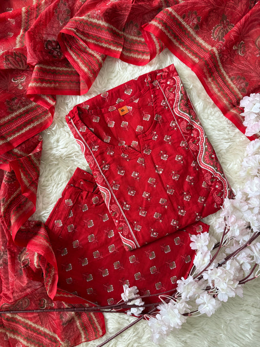 Budget Friendly Kurti Pant Dupatta Set