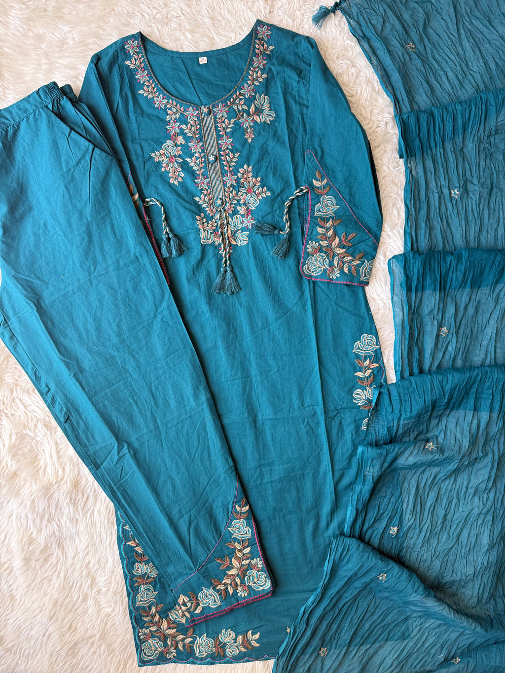 Premium Cotton Kurti Pant Dupatta Set