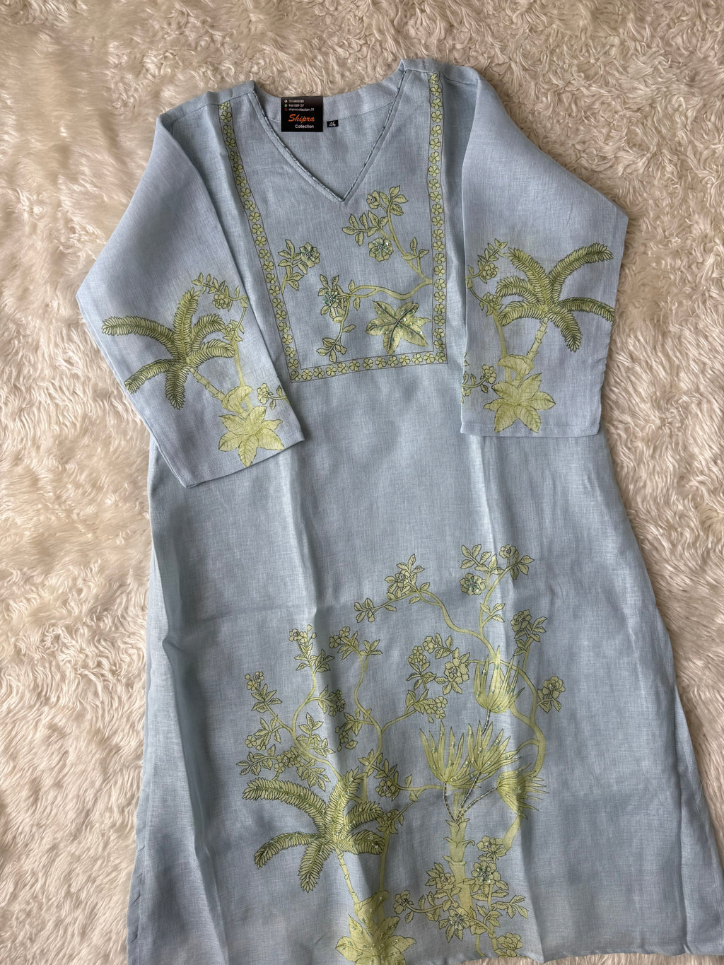 “Plus Size” Linen Kurti Pant Dupatta Set