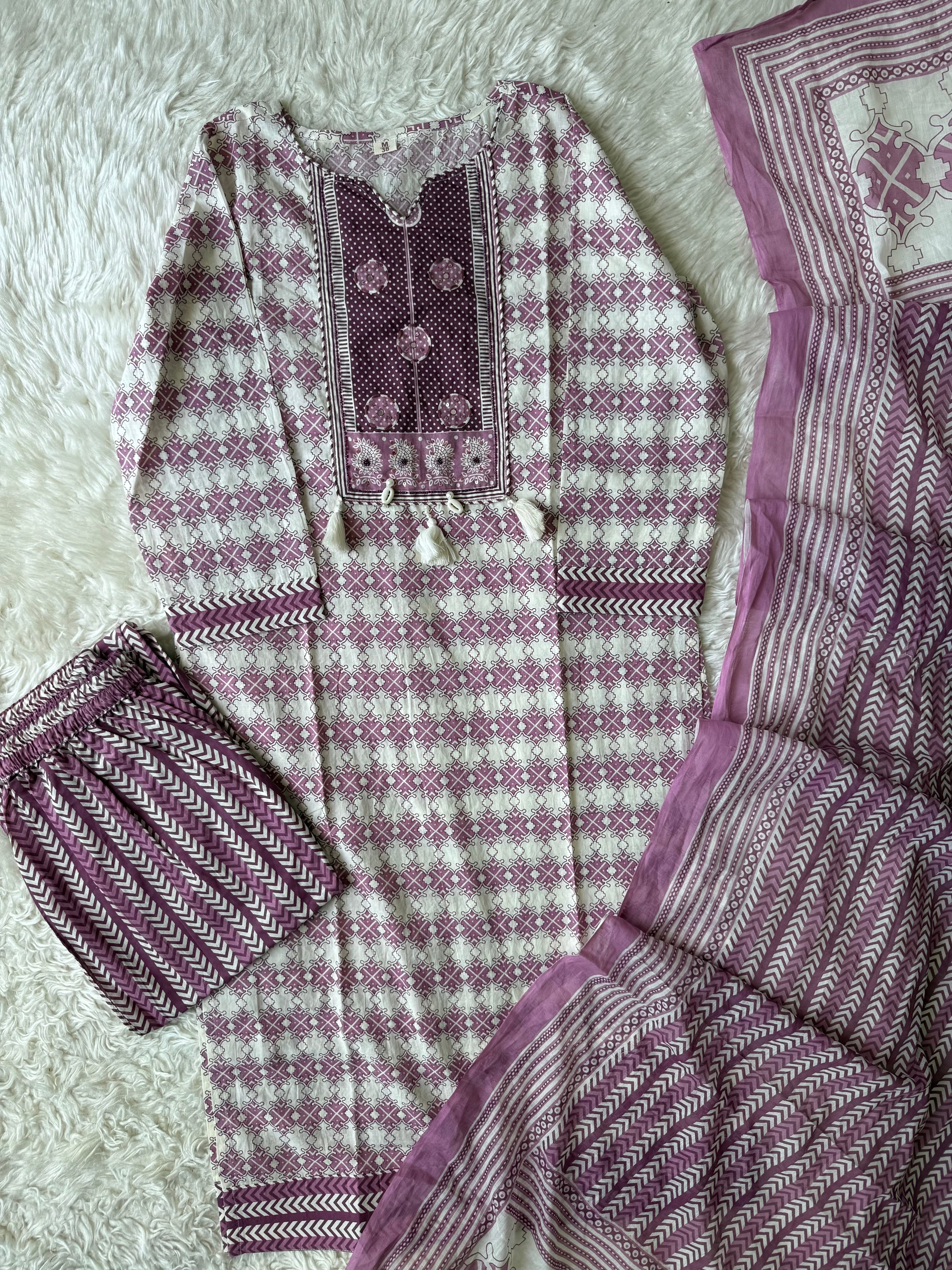 Premium Cotton Kurti Pant Dupatta Set