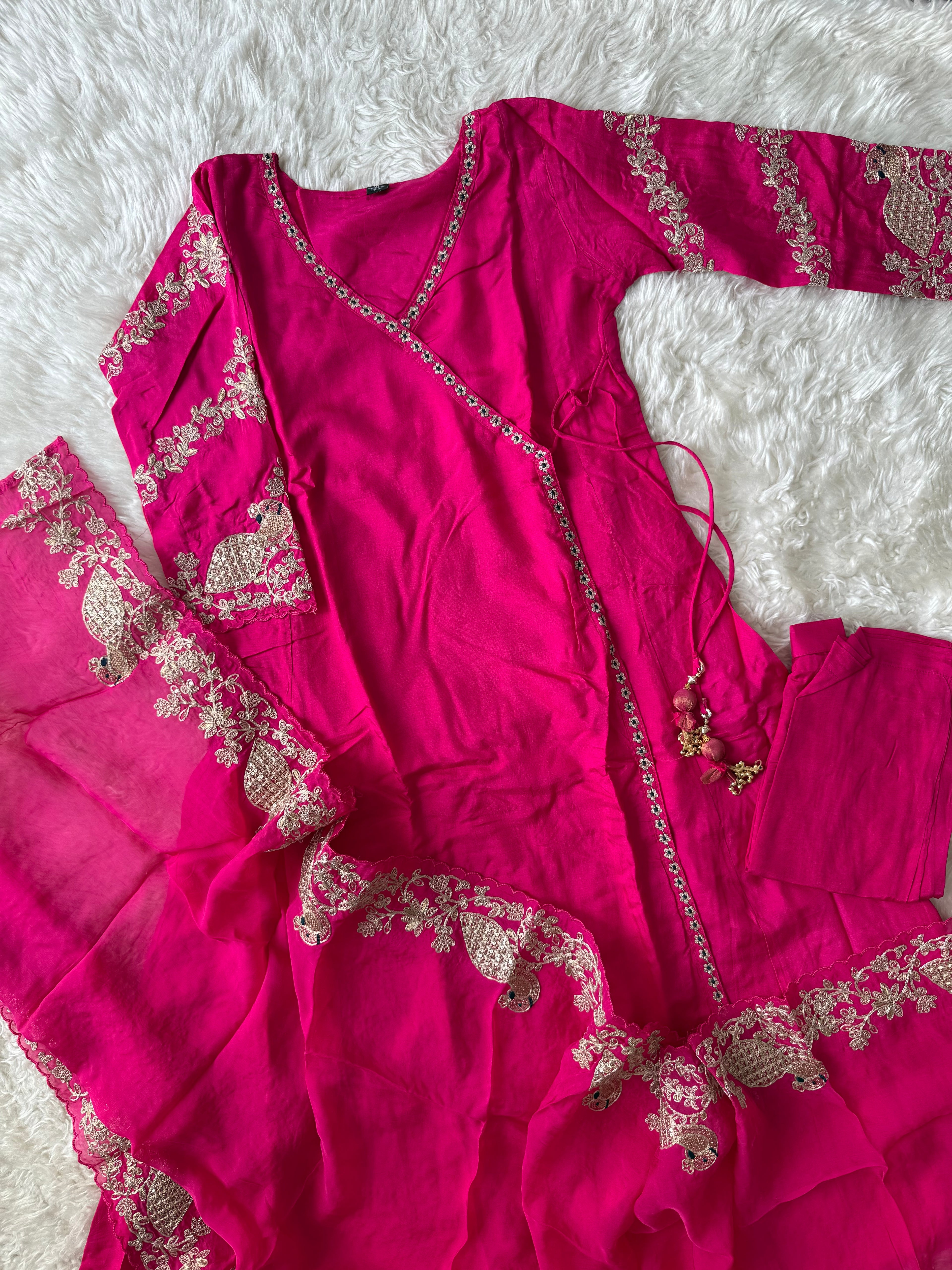 Russian Silk Kurti Pant Dupatta Set
