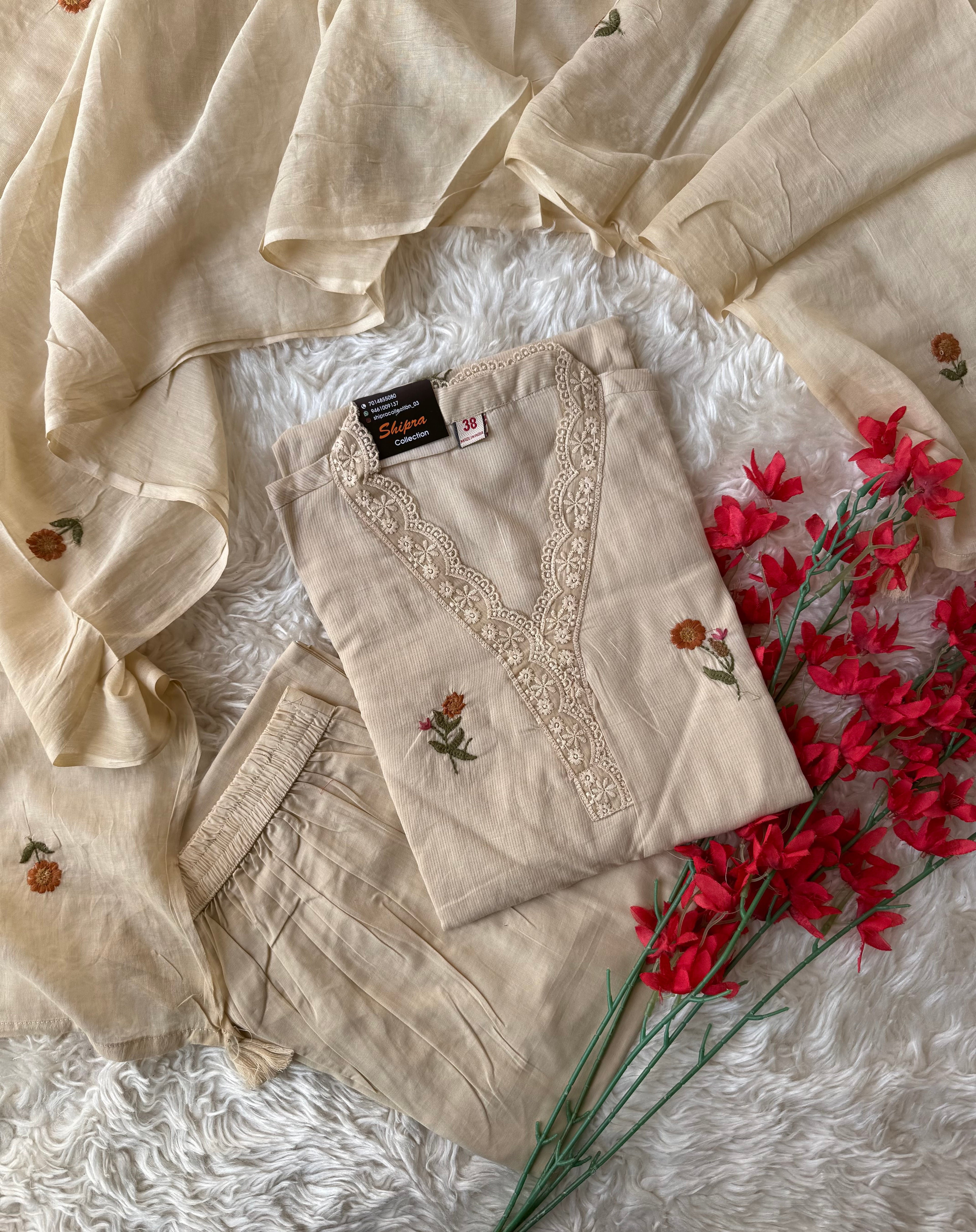 Premium Cotton Kurti Pant Dupatta Set