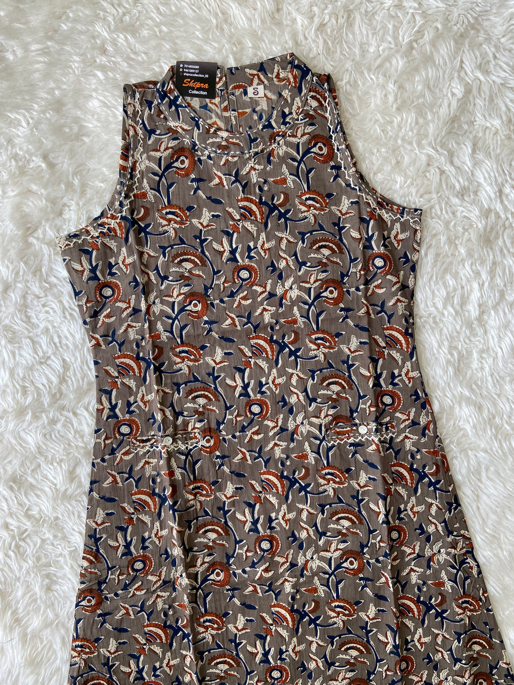Pure Cotton Sleeveless Kurti Pant Set