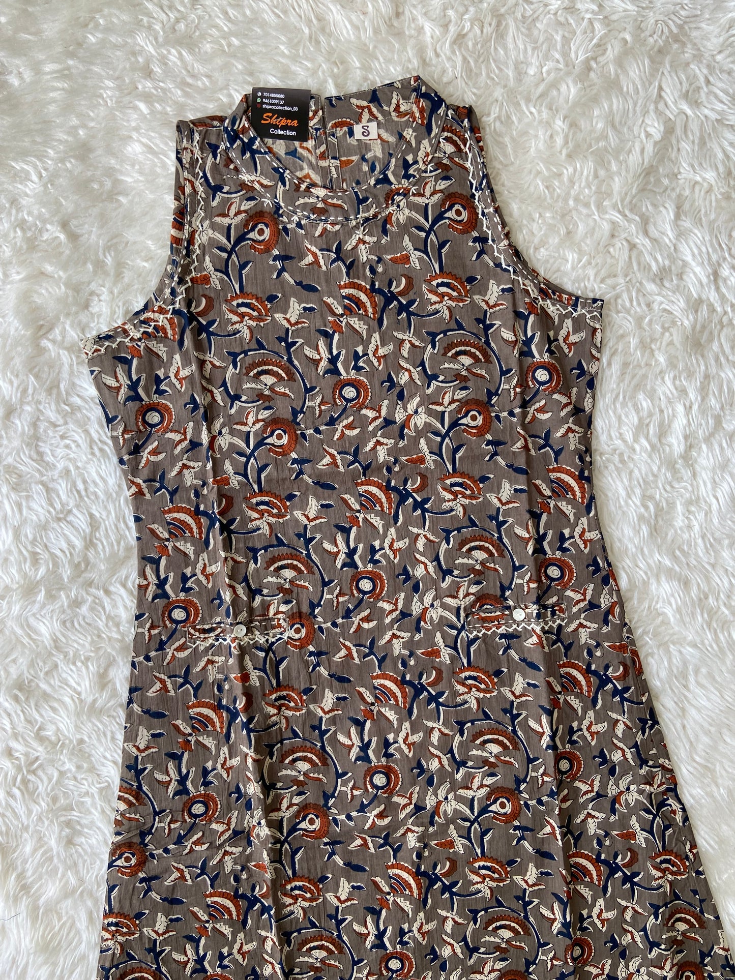 Pure Cotton Sleeveless Kurti Pant Set