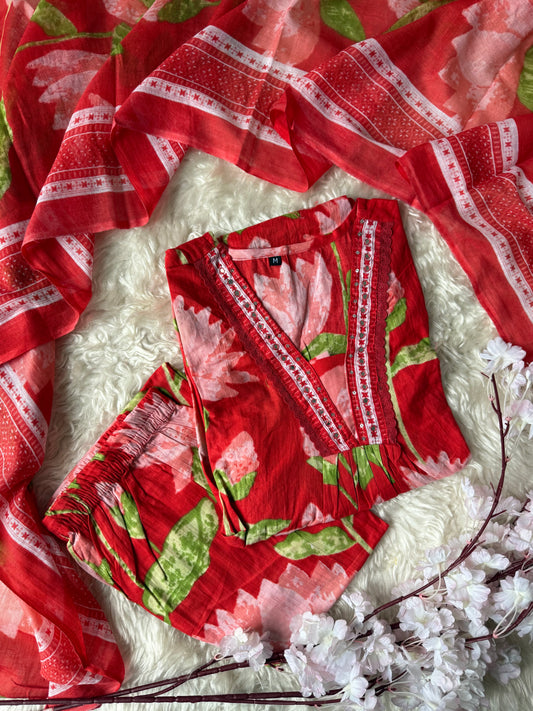 Budget Friendly FLARE Kurti Pant Dupatta Set
