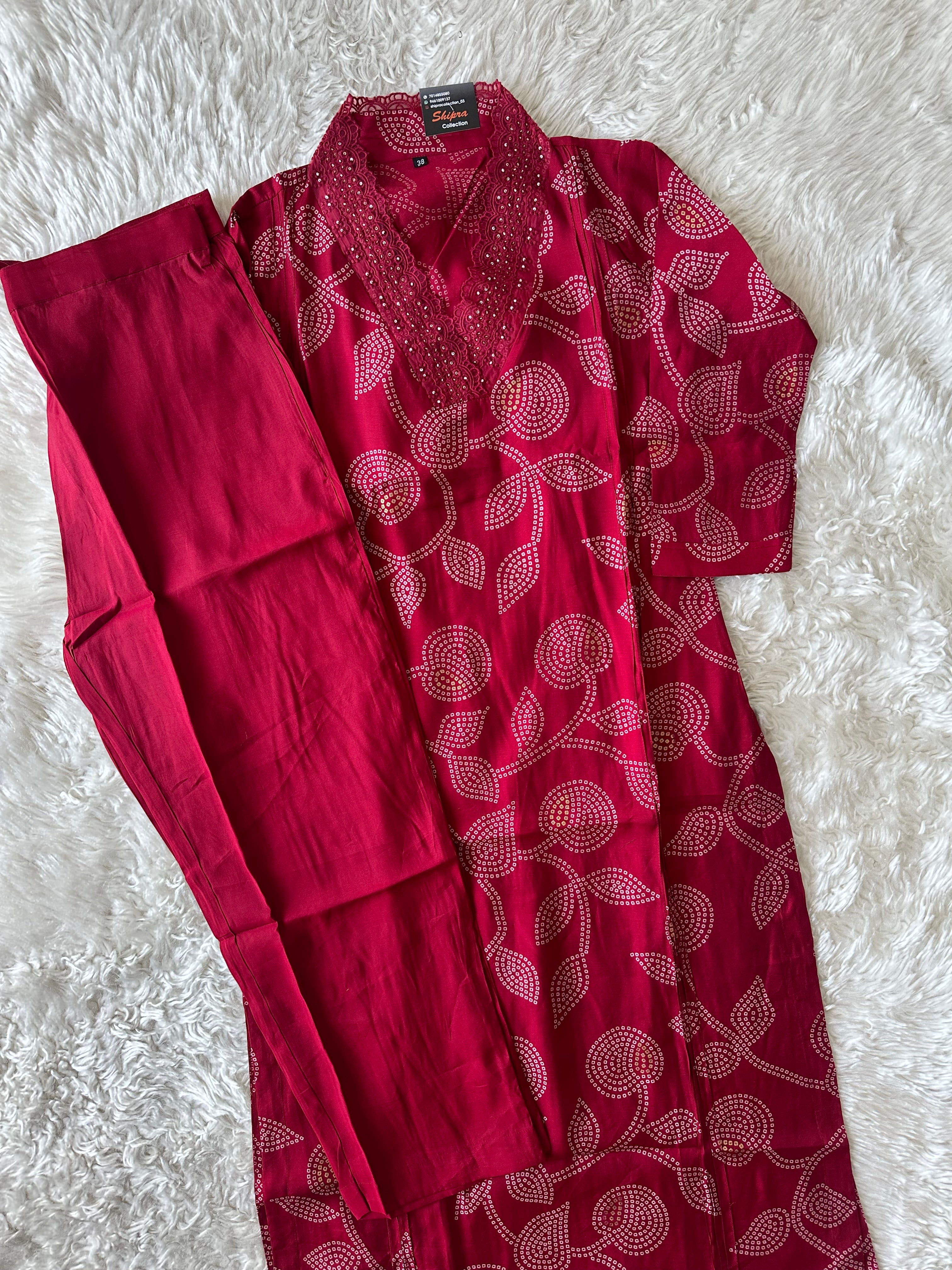 Pure Muslin Silk Kurti Pant Set