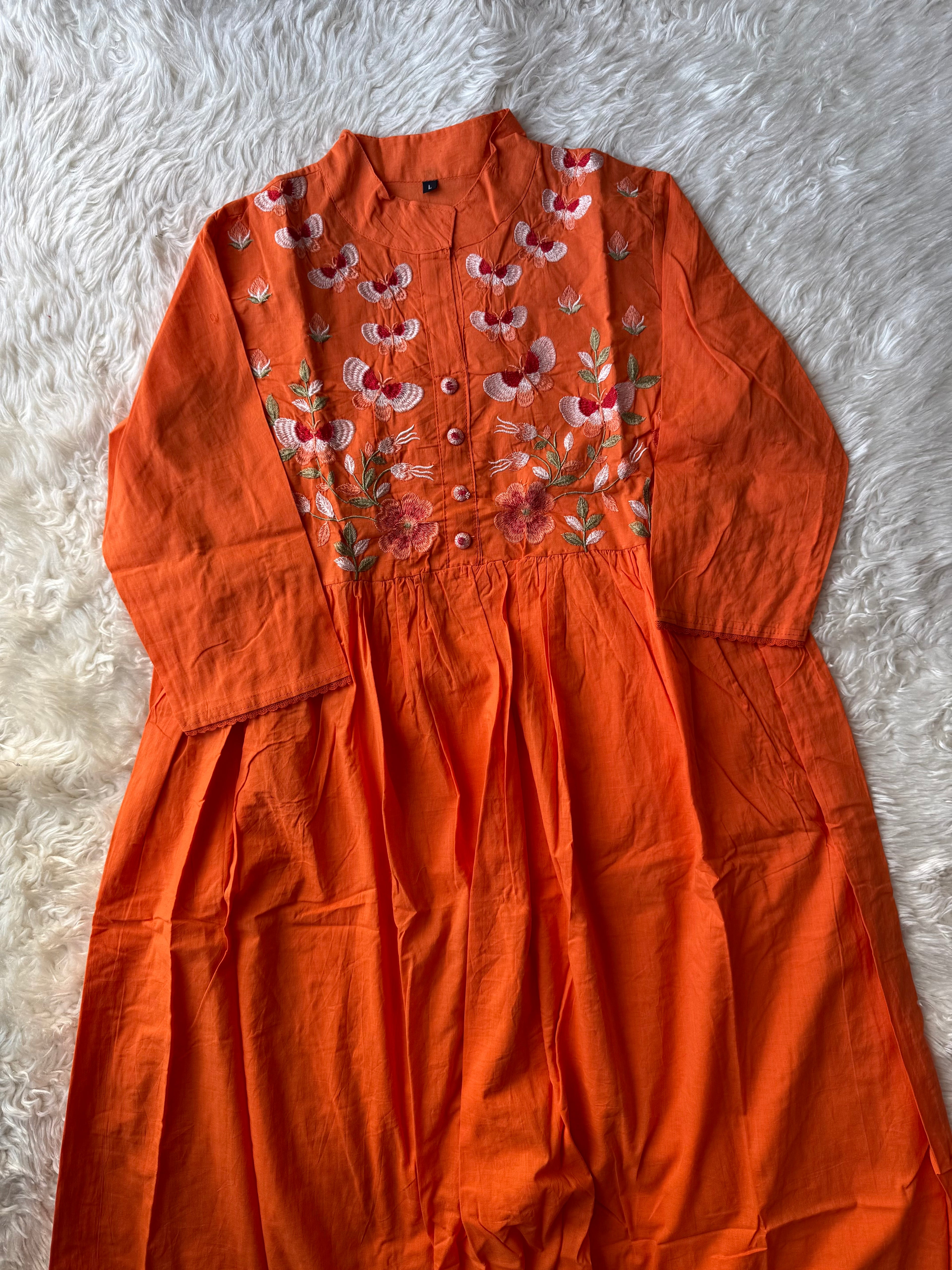 Cotton Thread Work Kurti Pant Set