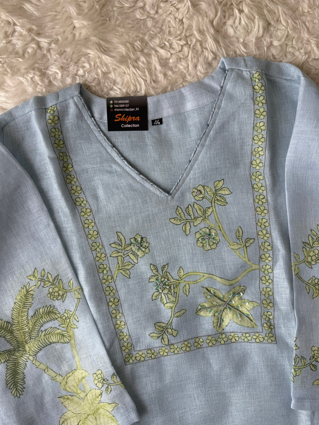 “Plus Size” Linen Kurti Pant Dupatta Set