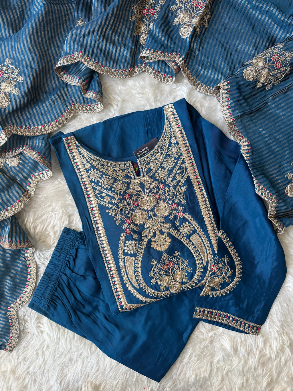 Premium Muslin Silk Kurti Pant Dupatta Set