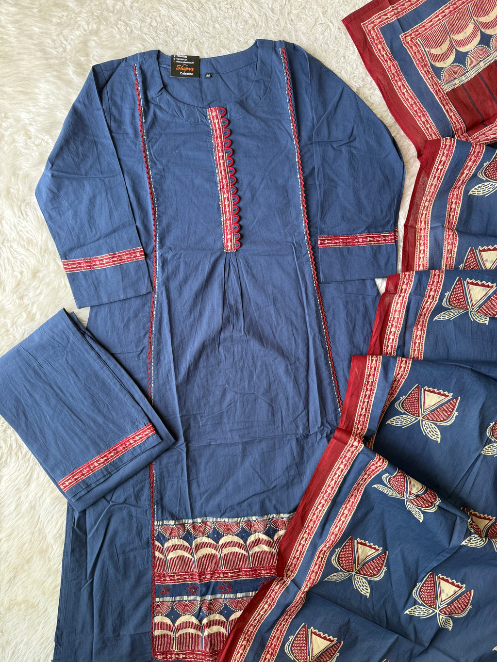 Premium Cotton Kurti Pant Dupatta Set