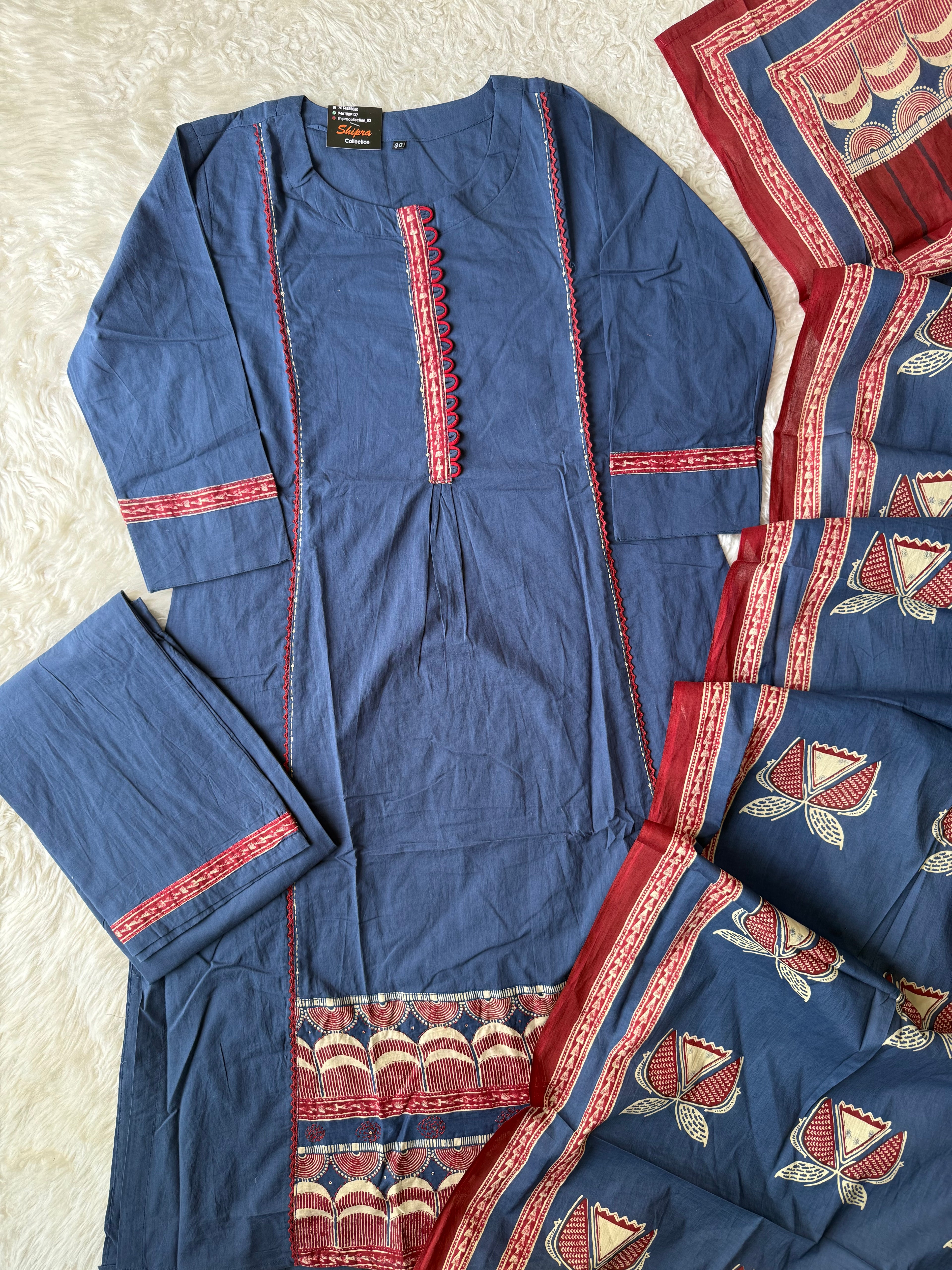 Premium Cotton Kurti Pant Dupatta Set