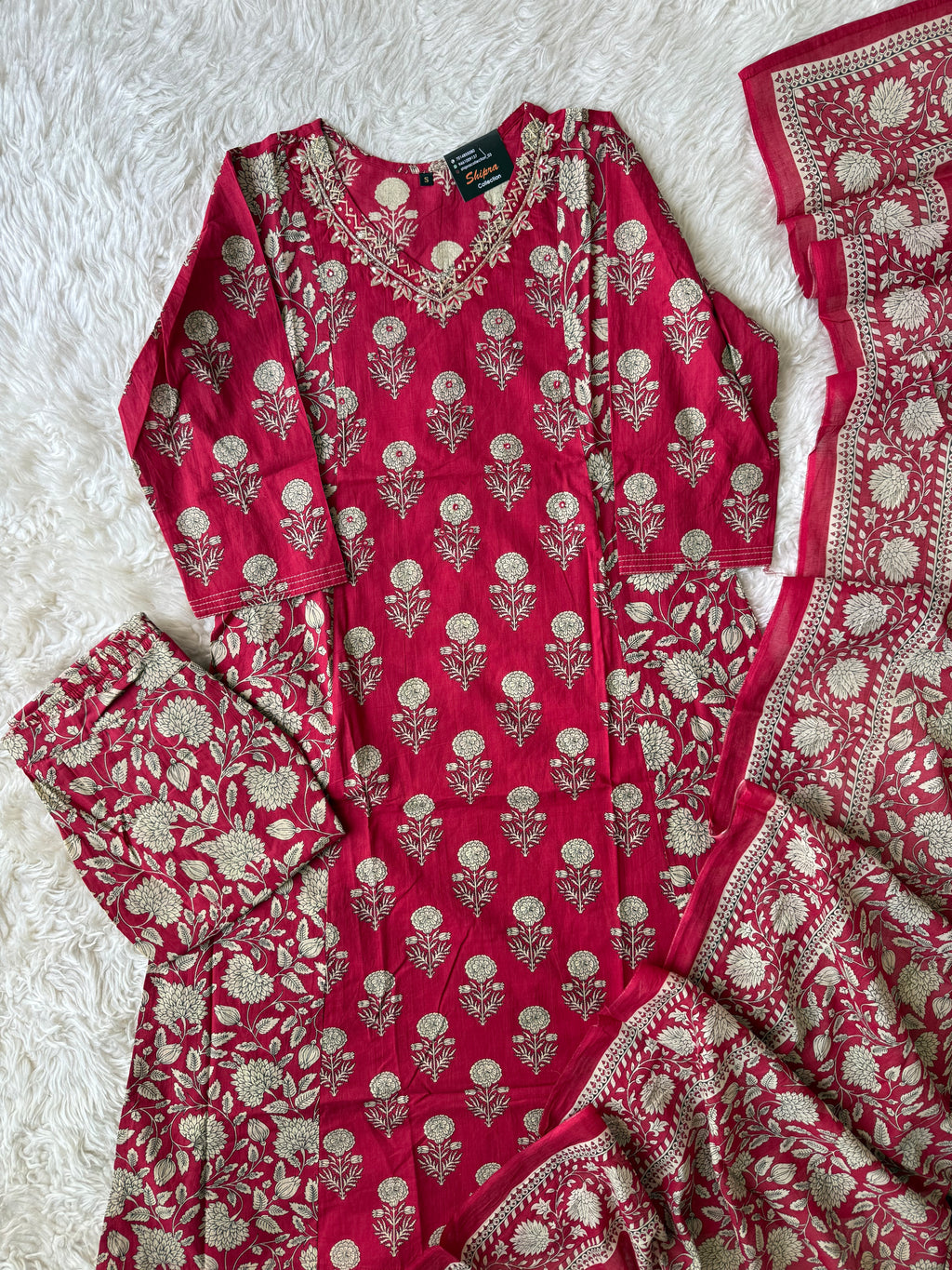 Premium Cotton Kurti Pant Dupatta Set