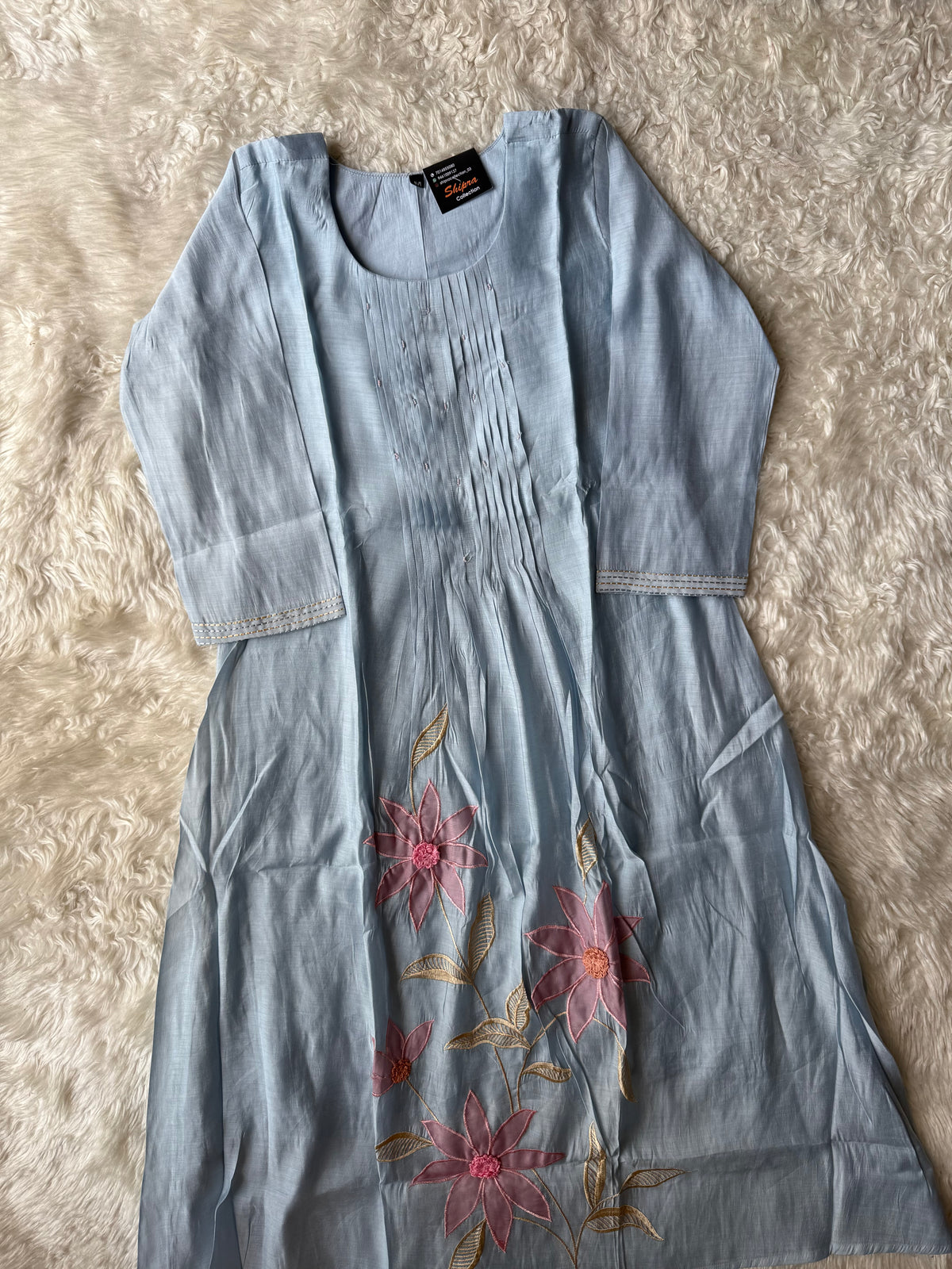 Mul Chanderi Kurti Pant Dupatta Set