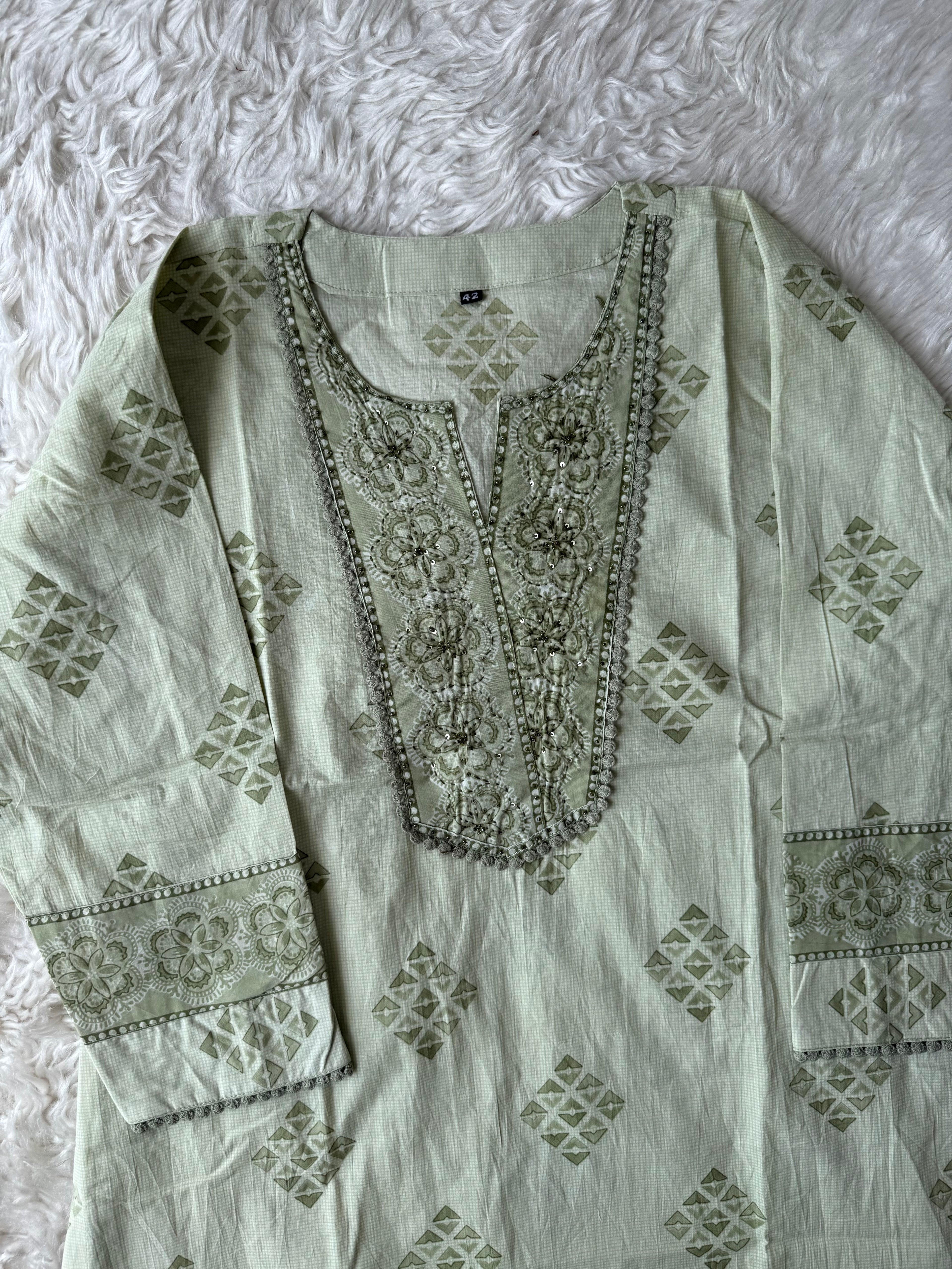 Premium Cotton Kurti Pant Dupatta Set