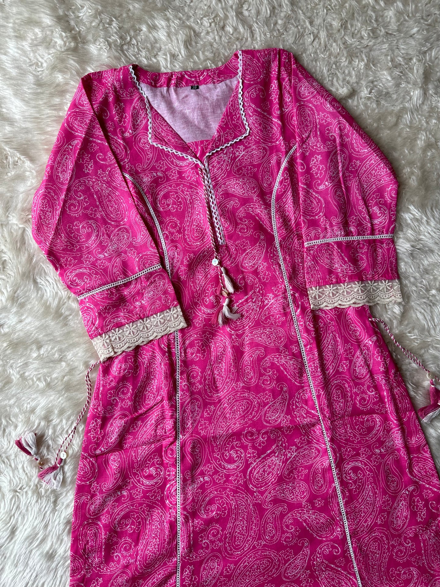 Linen Cotton Lace Details Set