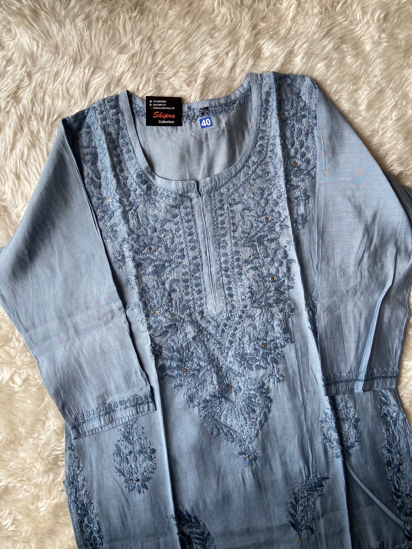 Premium Muslin Silk Chikankari kurti