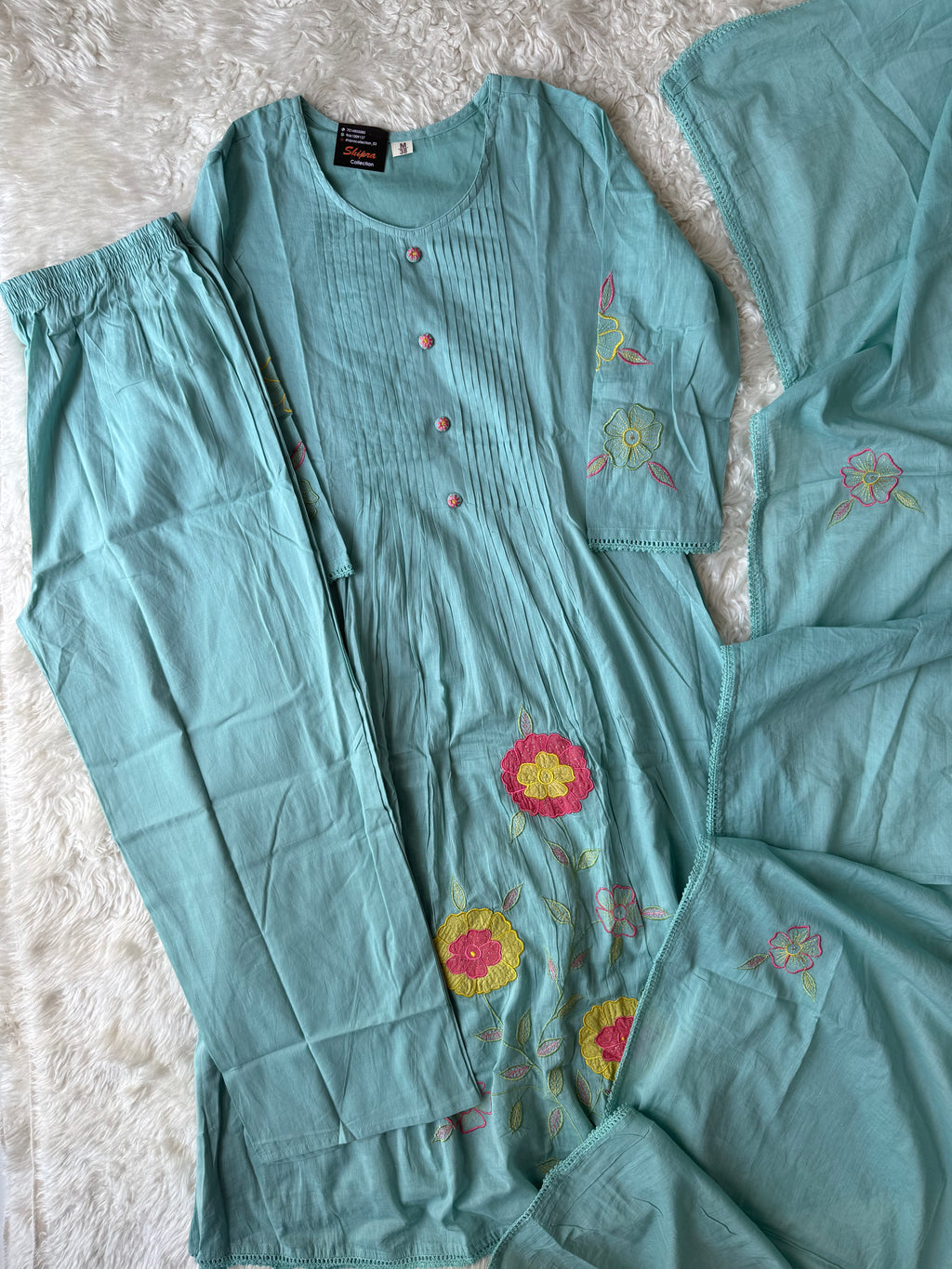 Mul Cotton Kurti Pant Dupatta Set