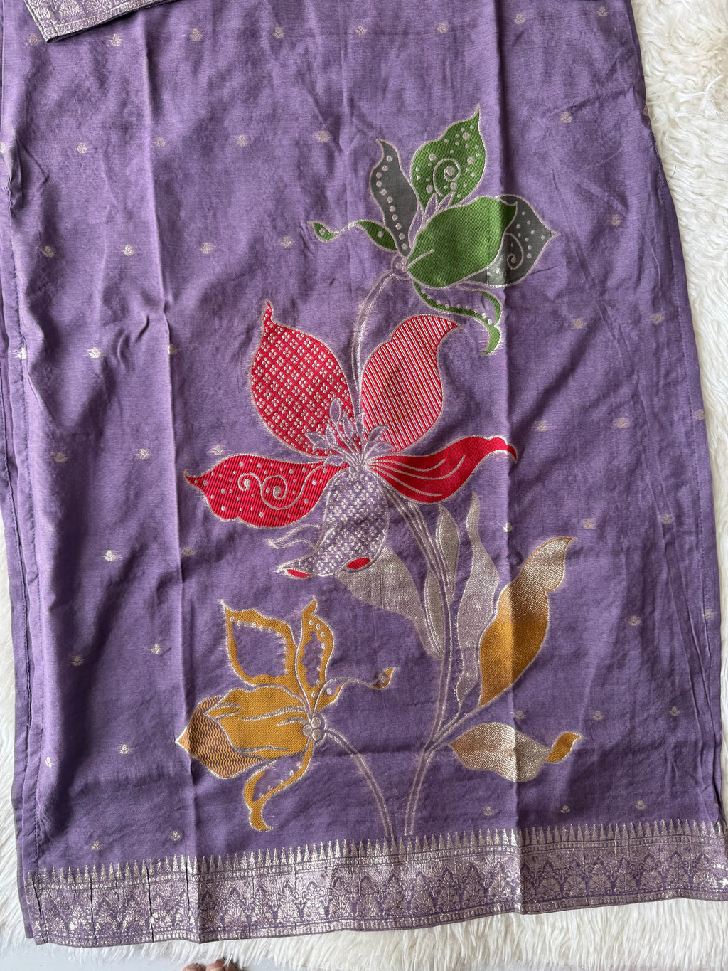 Pure Muslin Silk Kurti Pant Dupatta Set