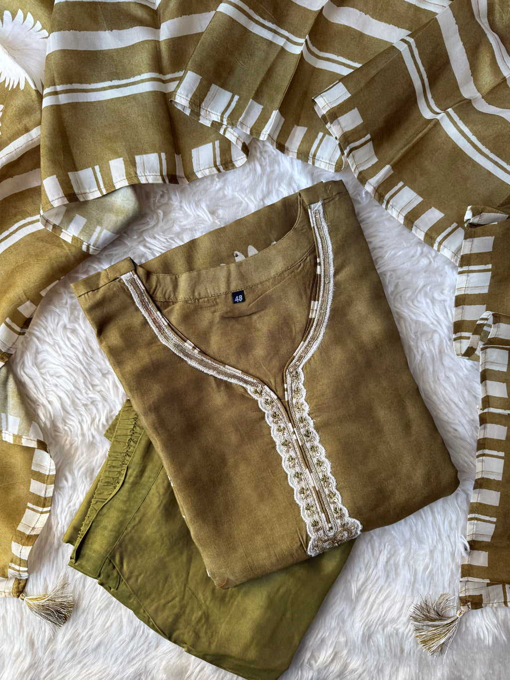 “Plus Size” Russian Silk Kurti Pant Dupatta Set