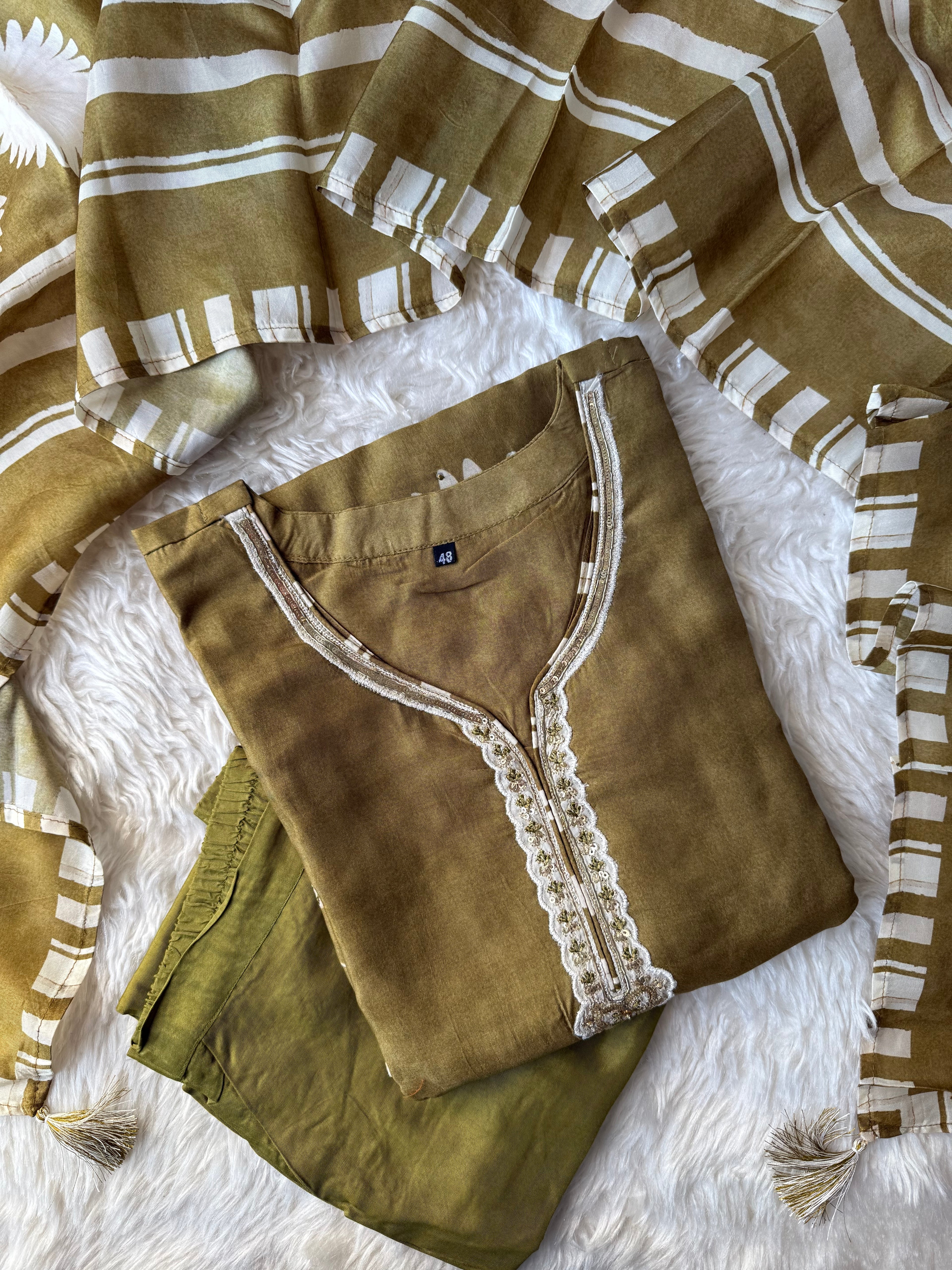 “Plus Size” Russian Silk Kurti Pant Dupatta Set