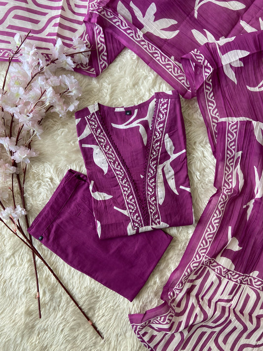 Budget Friendly Kurti Pant Dupatta Set