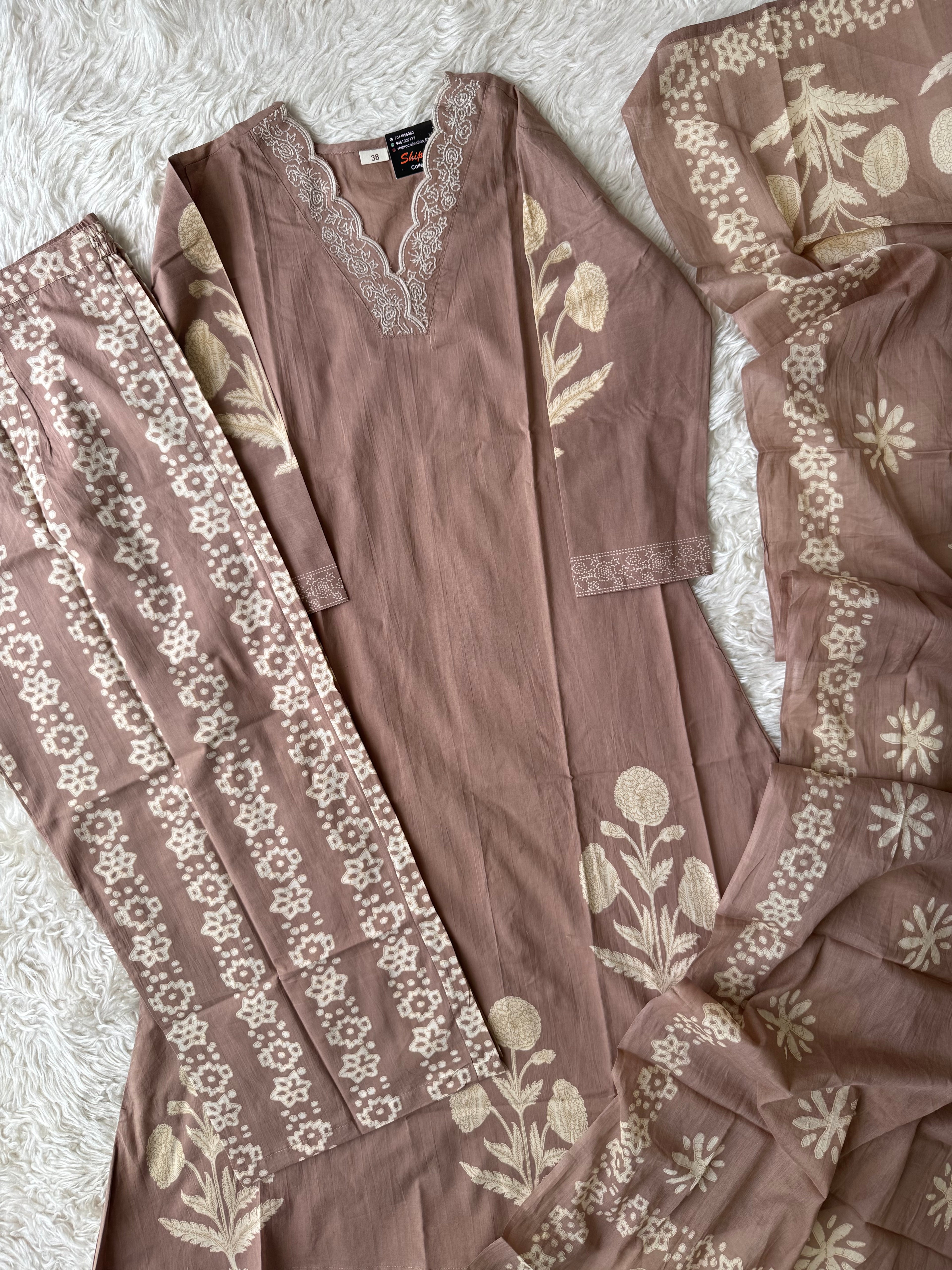 Premium Cotton Kurti Plazo Dupatta Set
