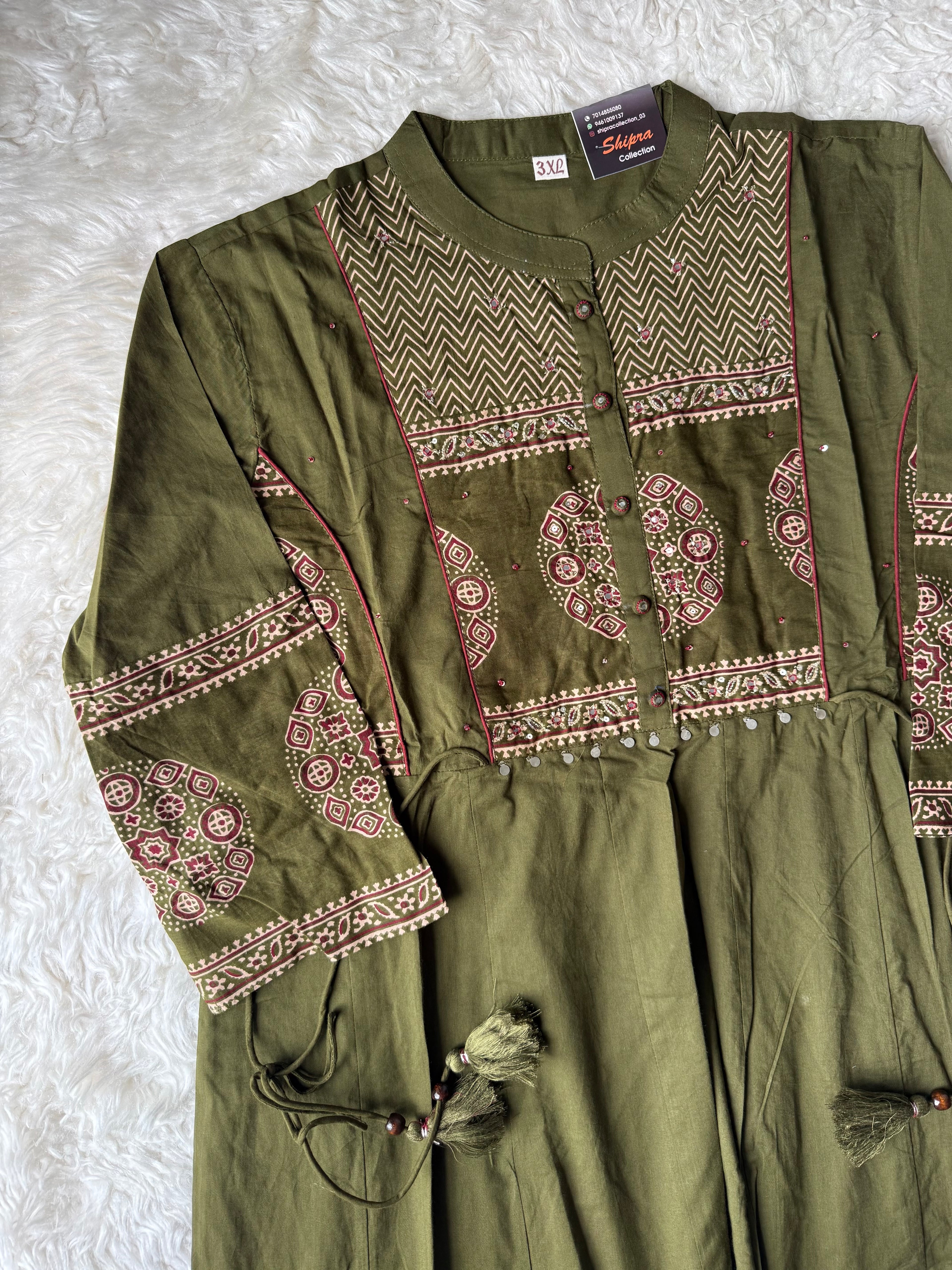 Premium Cotton FLARE Kurti Pant Dupatta Set