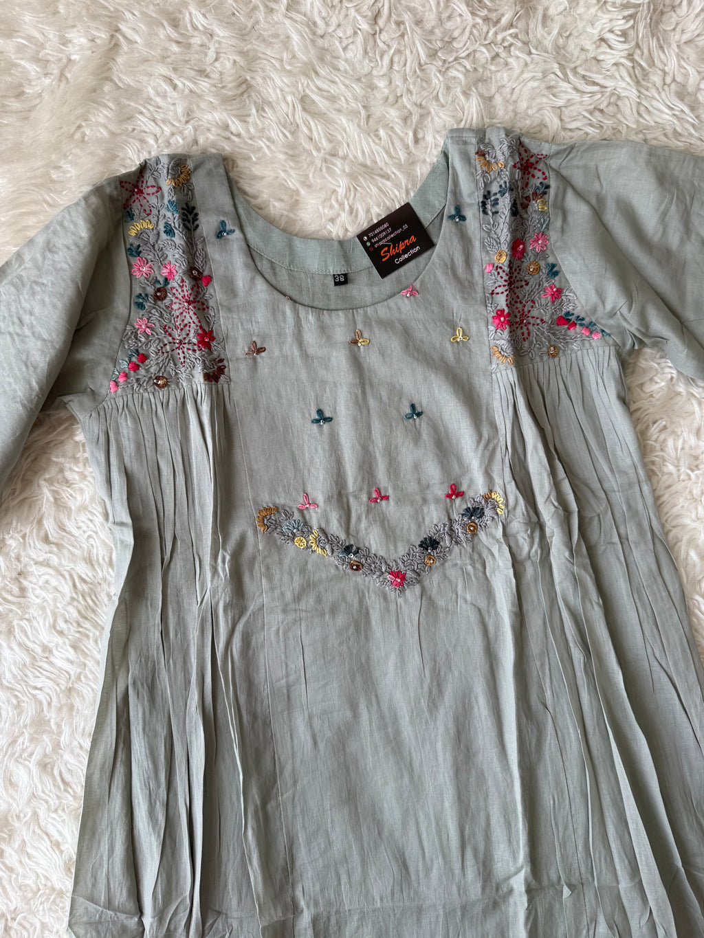 Mul Chanderi Kurti Pant Dupatta Set