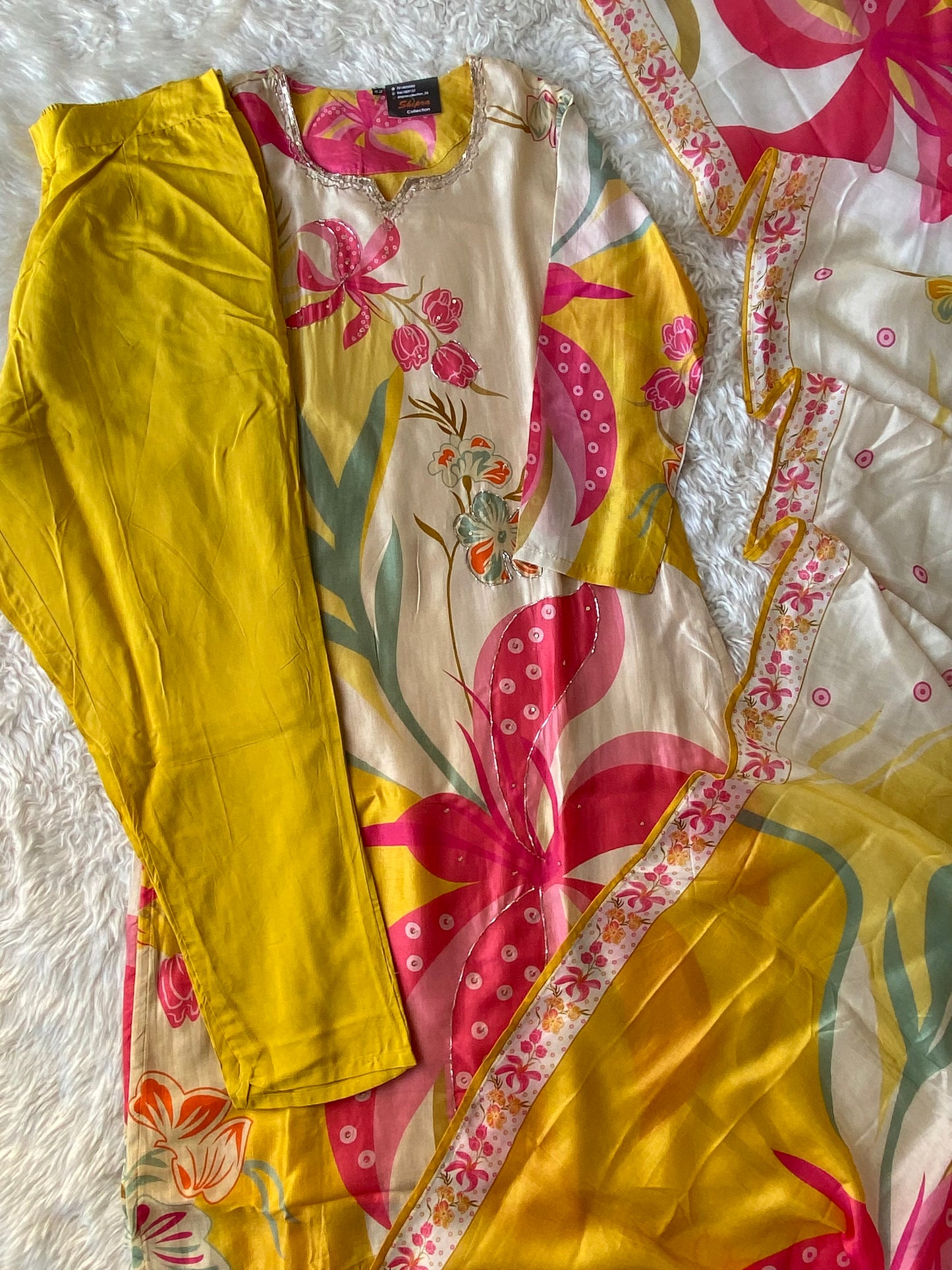 Pure Silk Kurti Pant Dupatta Set