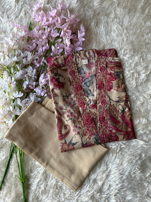 Pure Muslin Silk Kurti Pant Set