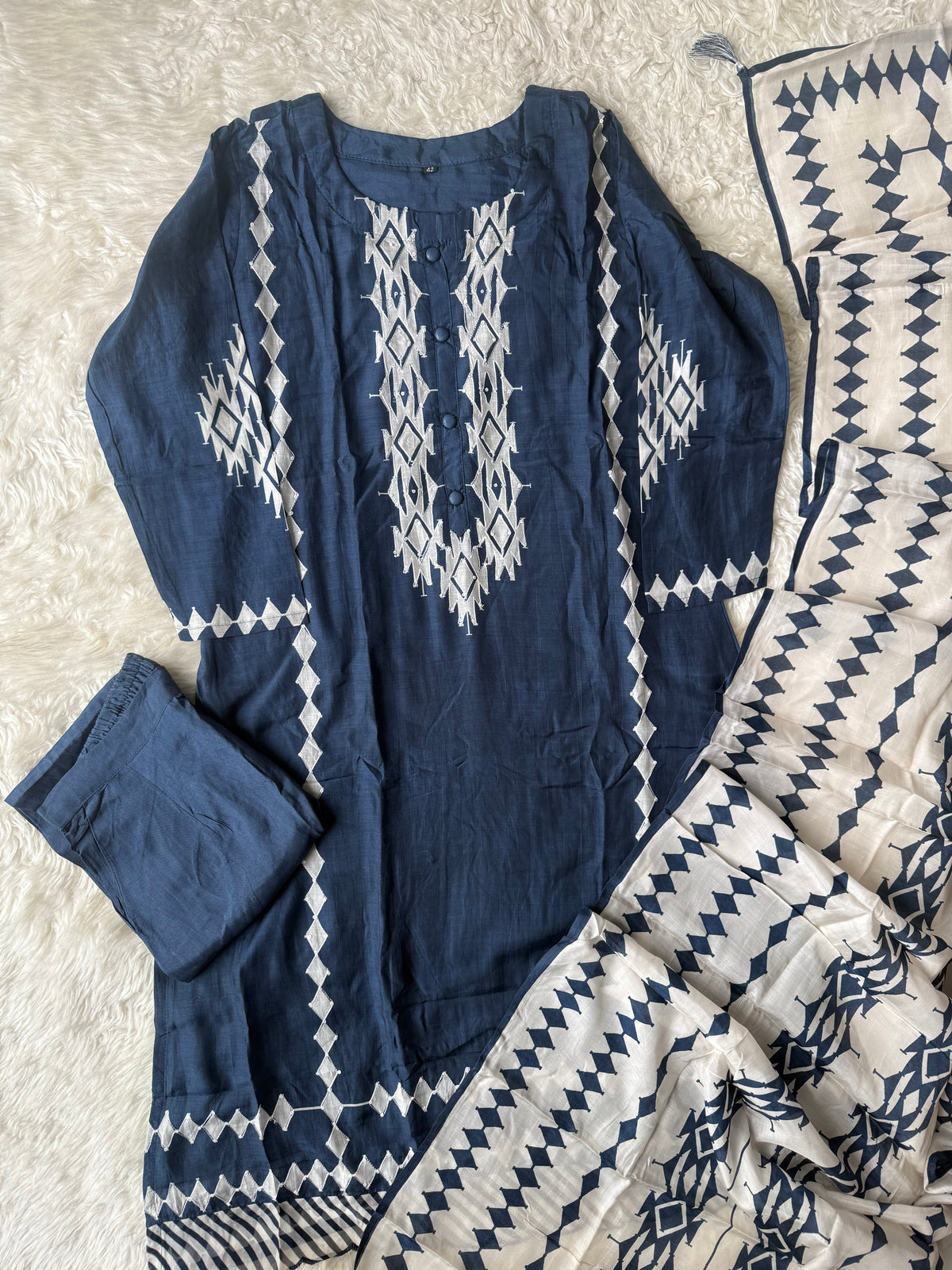 Butter Silk Kurti Pant Dupatta Set