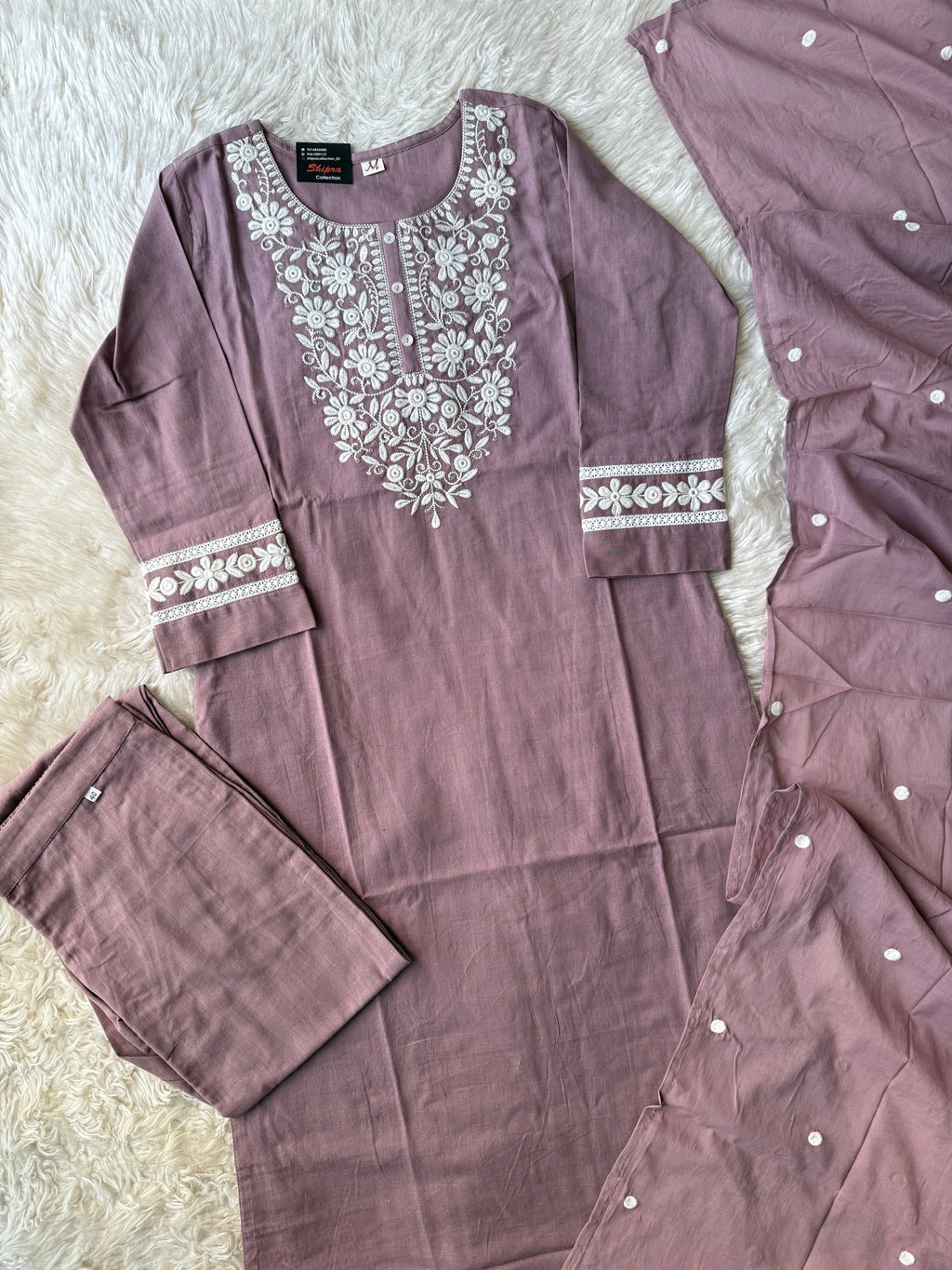 Khadi Cotton Kurti Pant Dupatta Set