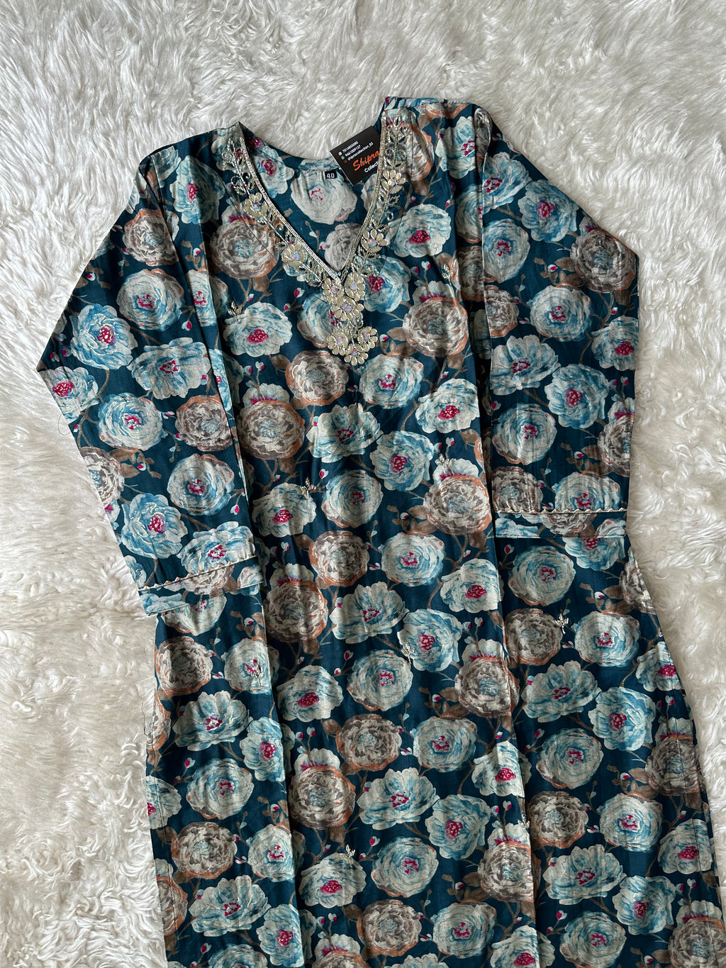 Muslin Silk Kurti Pant Dupatta Set
