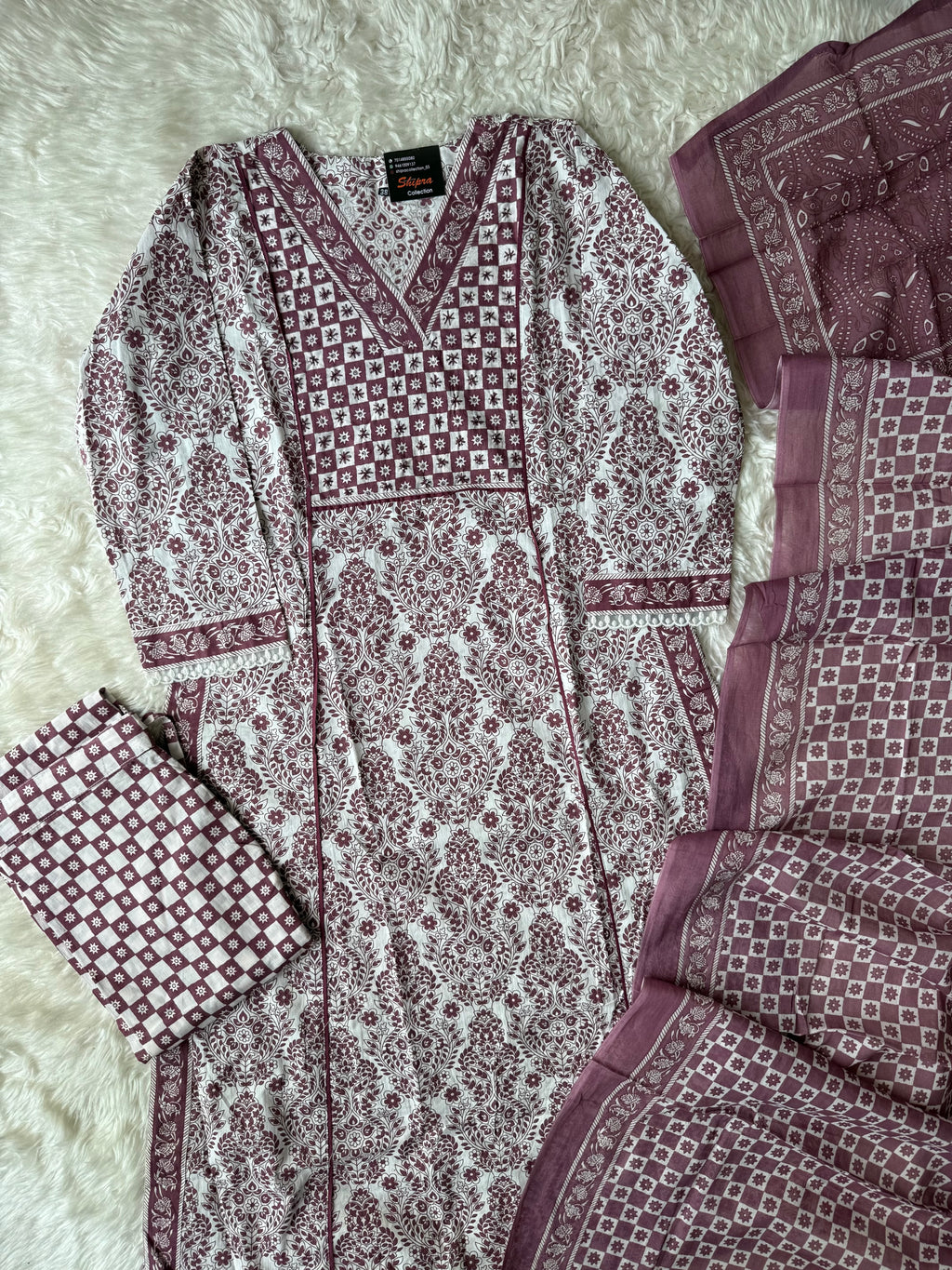 Premium Cotton Aline Kurti Pant Dupatta Set