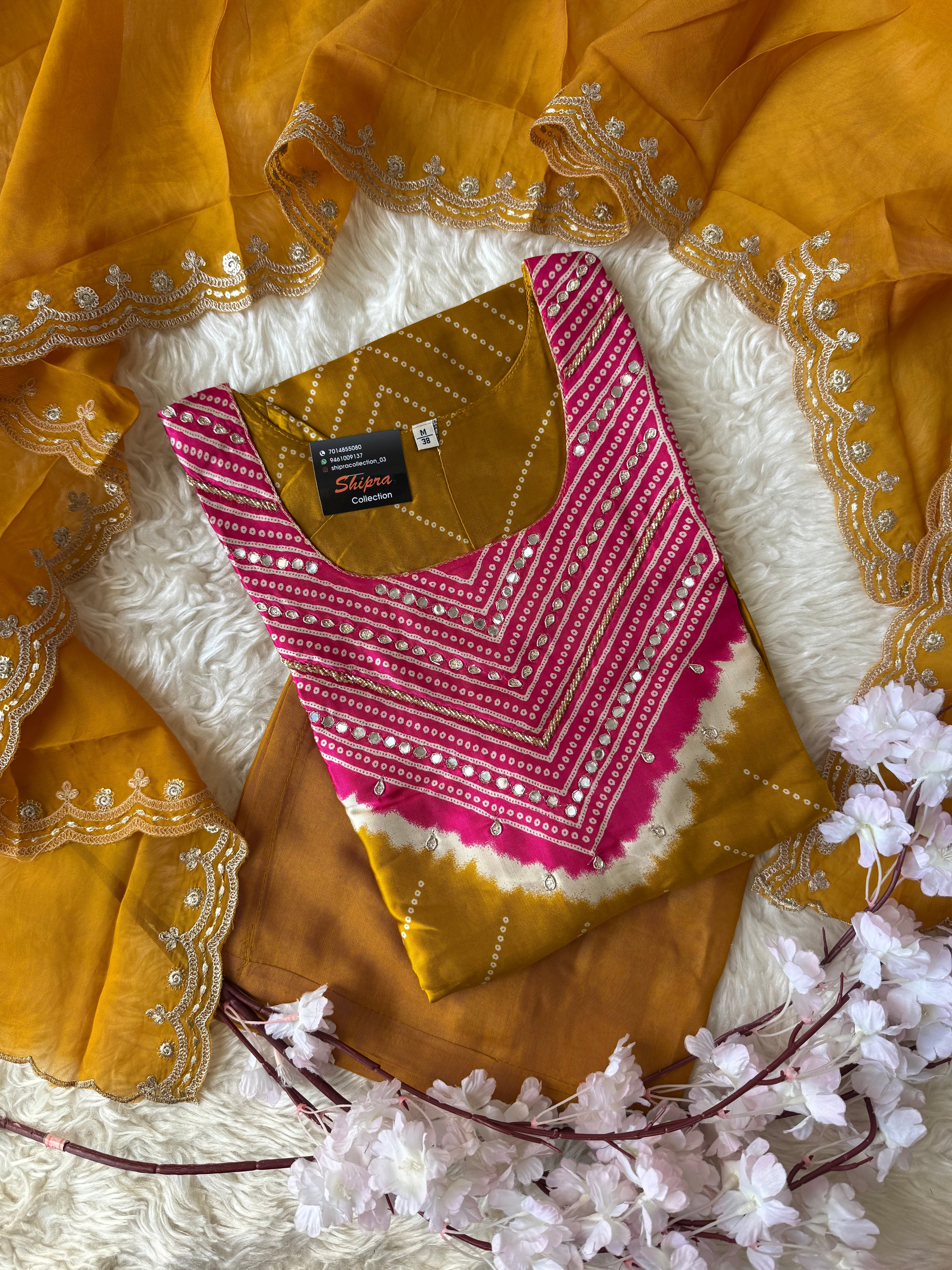 Gazi Silk Kurti Pant Dupatta Set