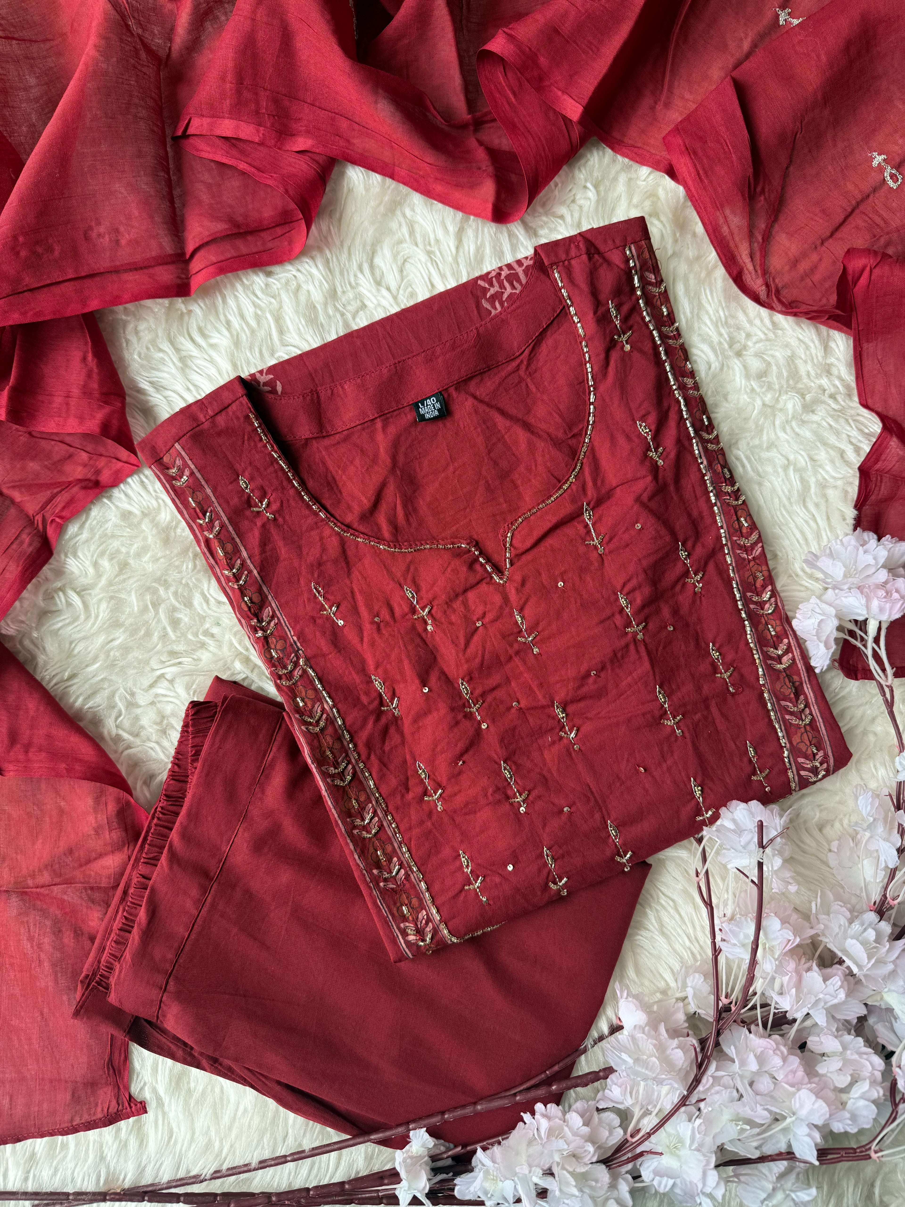 Premium Cotton Kurti Pant Dupatta Set