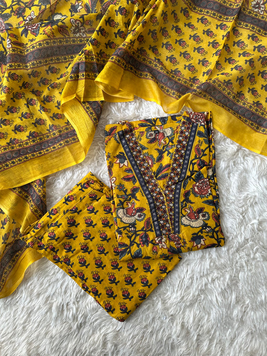 Budget Friendly Flare Kurti Pant Dupatta Set