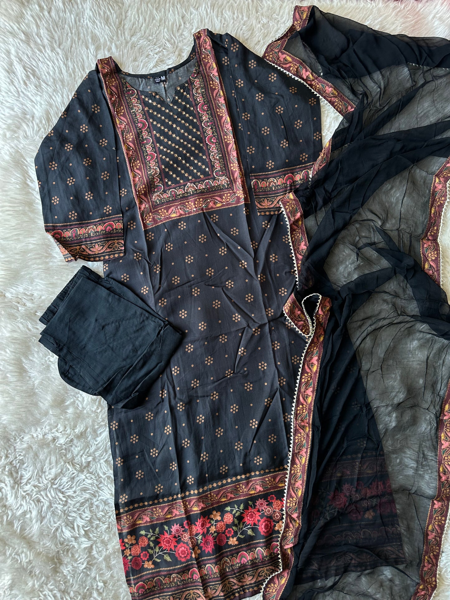 Premium Muslin Silk Kurti Pant Dupatta Set