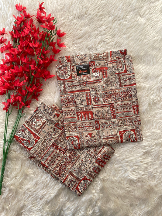 Plus Size Kalamkari Print Lounge Wear