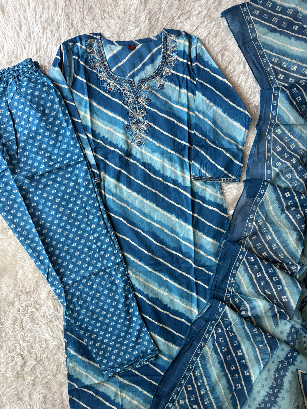 Pure Cotton Lehariya Set