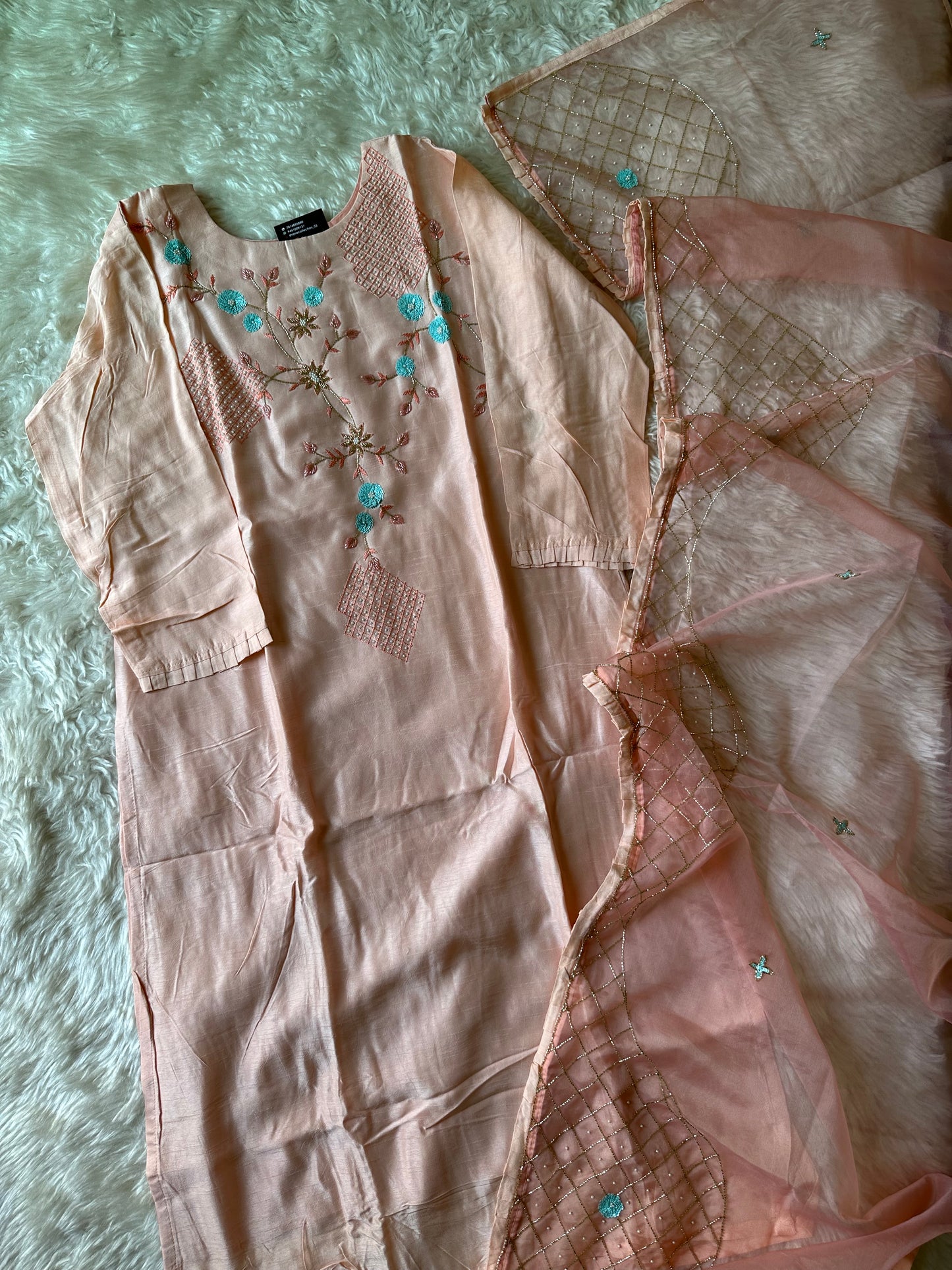 Pure Silk Kurti Pant Dupatta Set