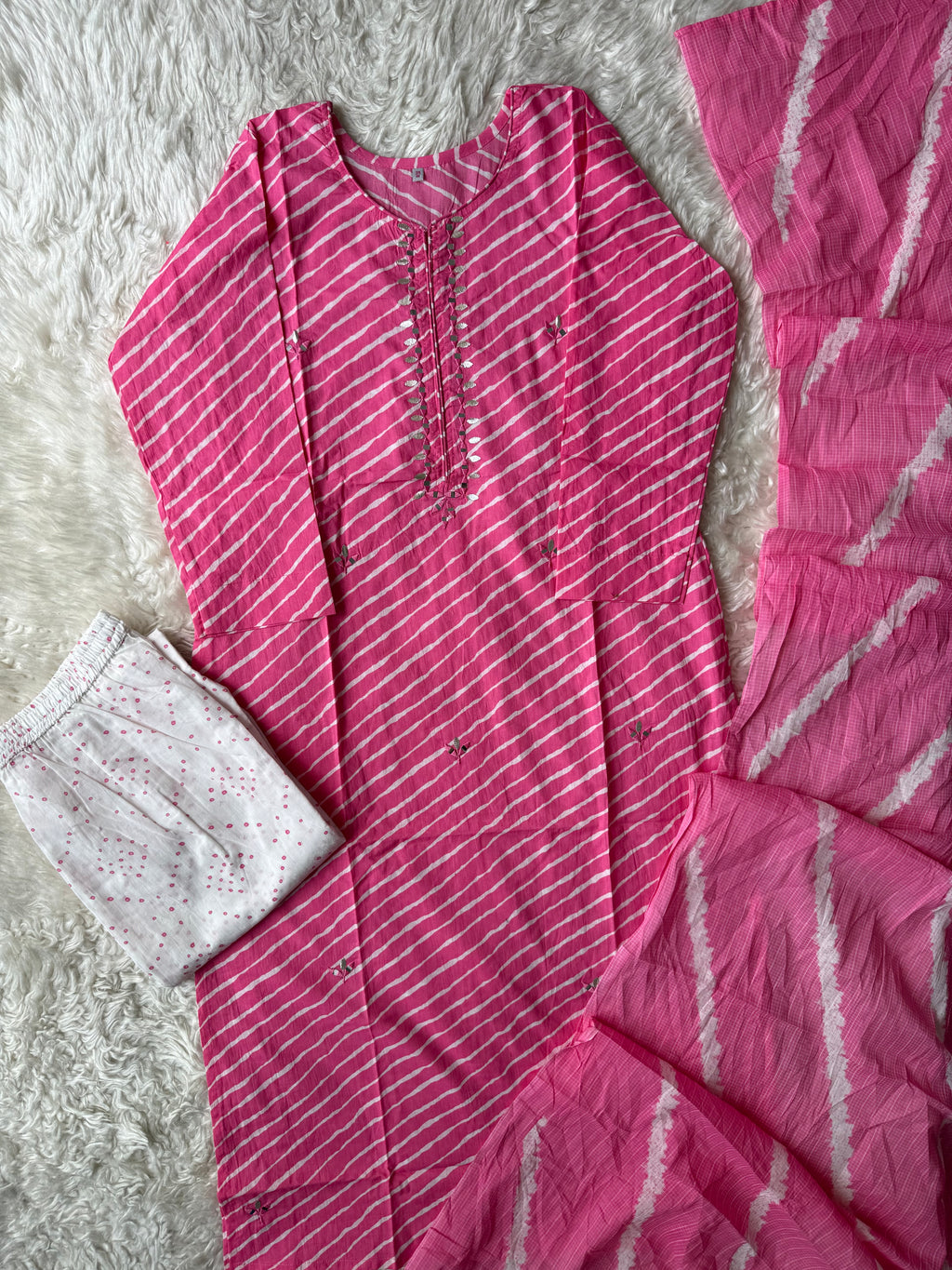 Premium Cotton Lehariya Set
