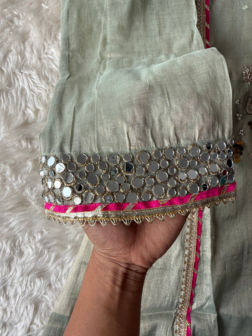 Tissue Shimmer Kurti Pant Dupatta Set