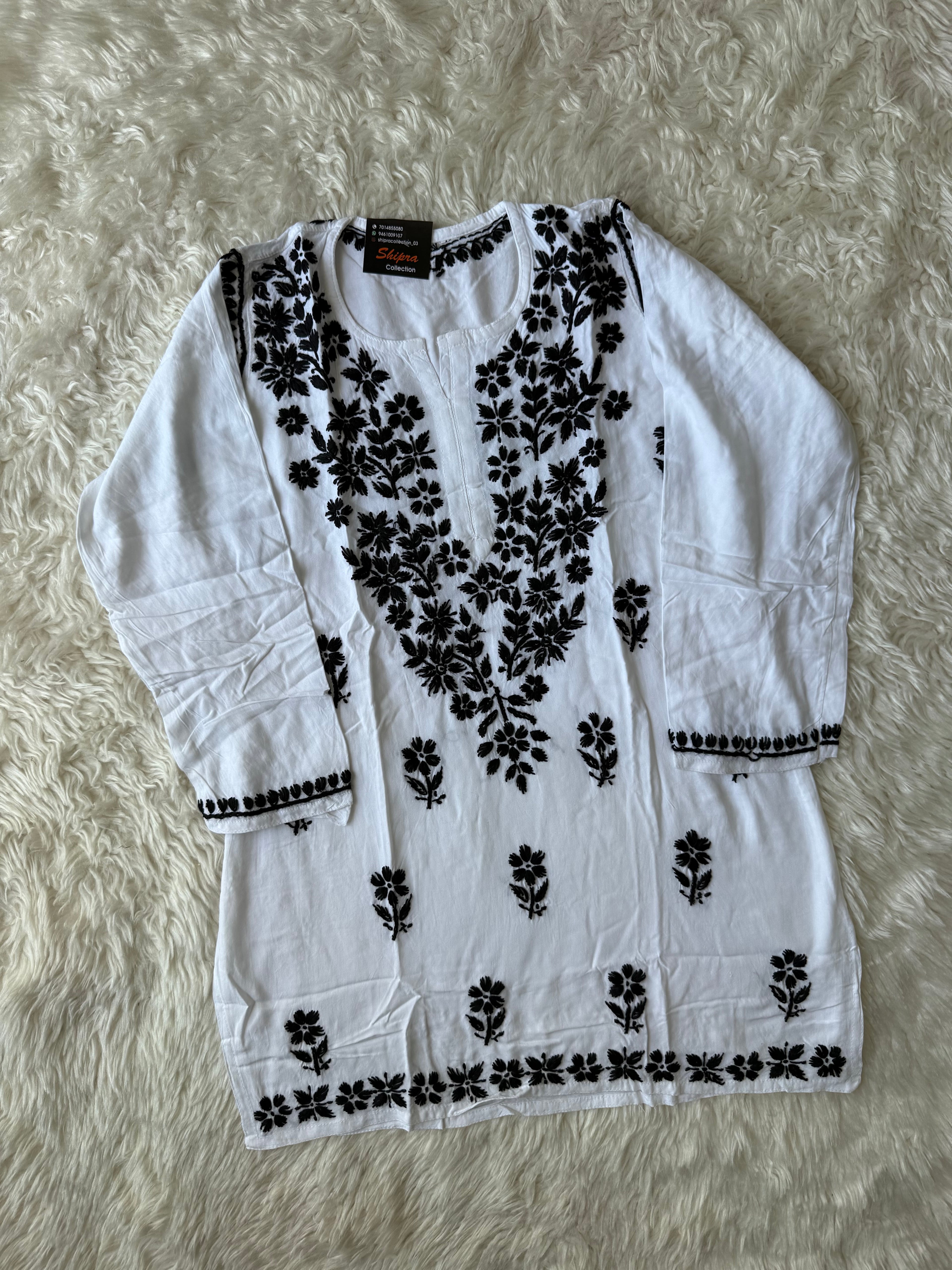 Heavy Rayon Chikankari Short kurti